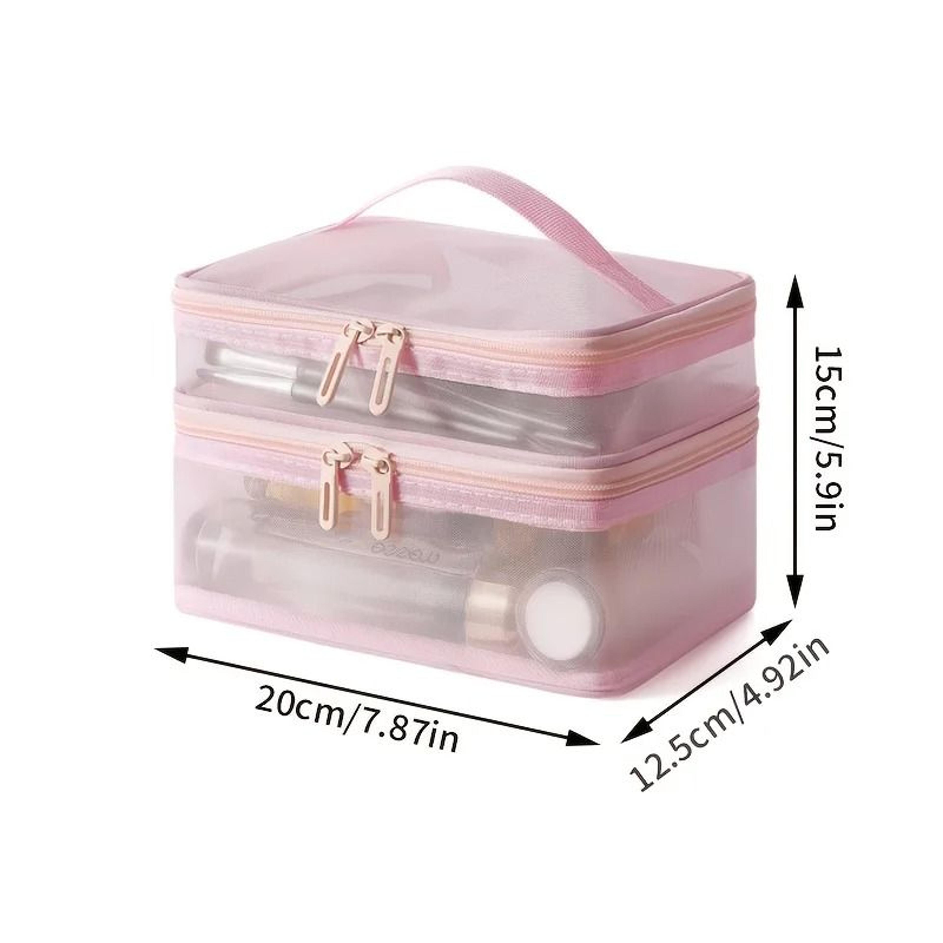 Double Layer Makeup Bag Large Capacity Travel Cosmetic Organizer 7