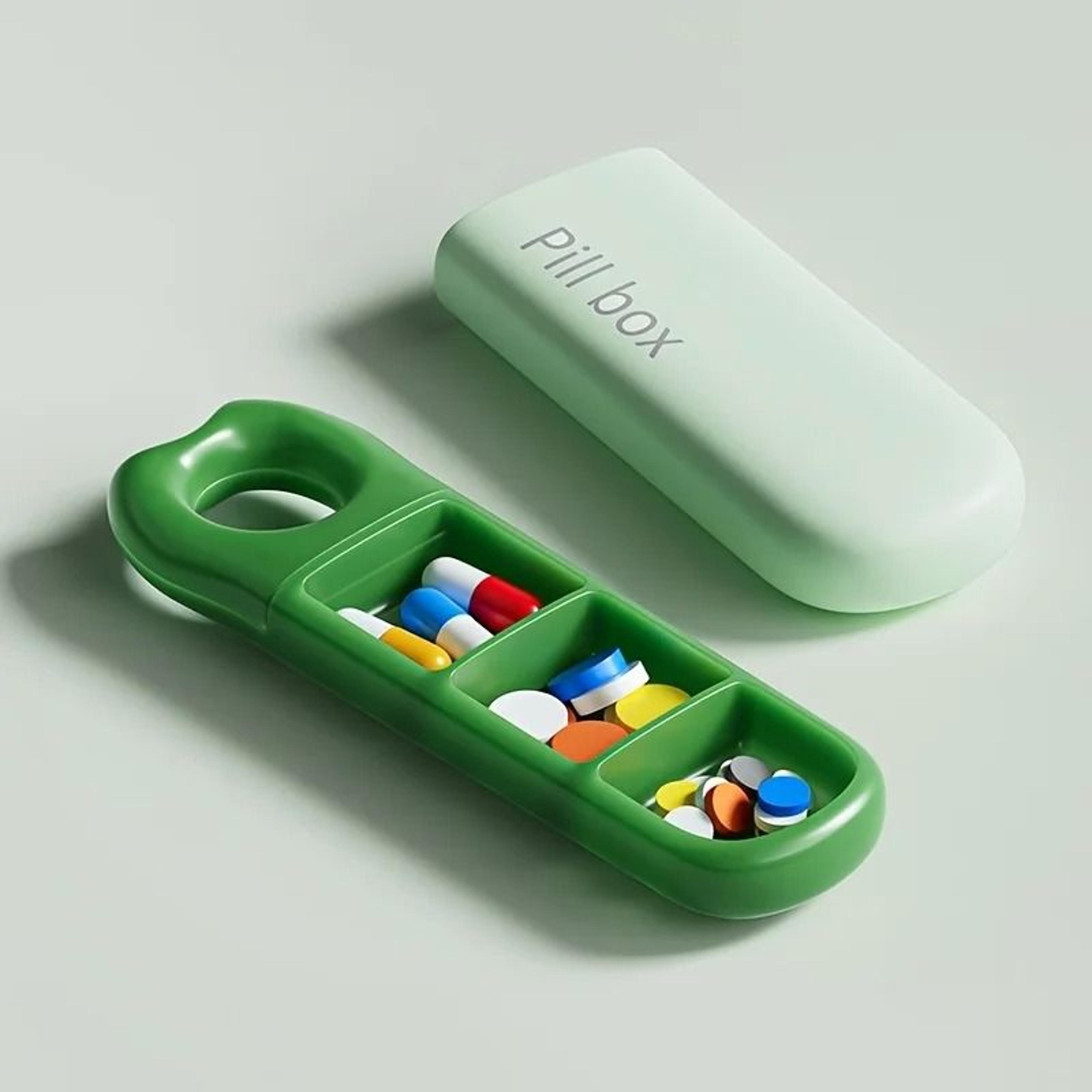 Portable Pill Organizer Box With Push Lock Compact Medicine Case 1