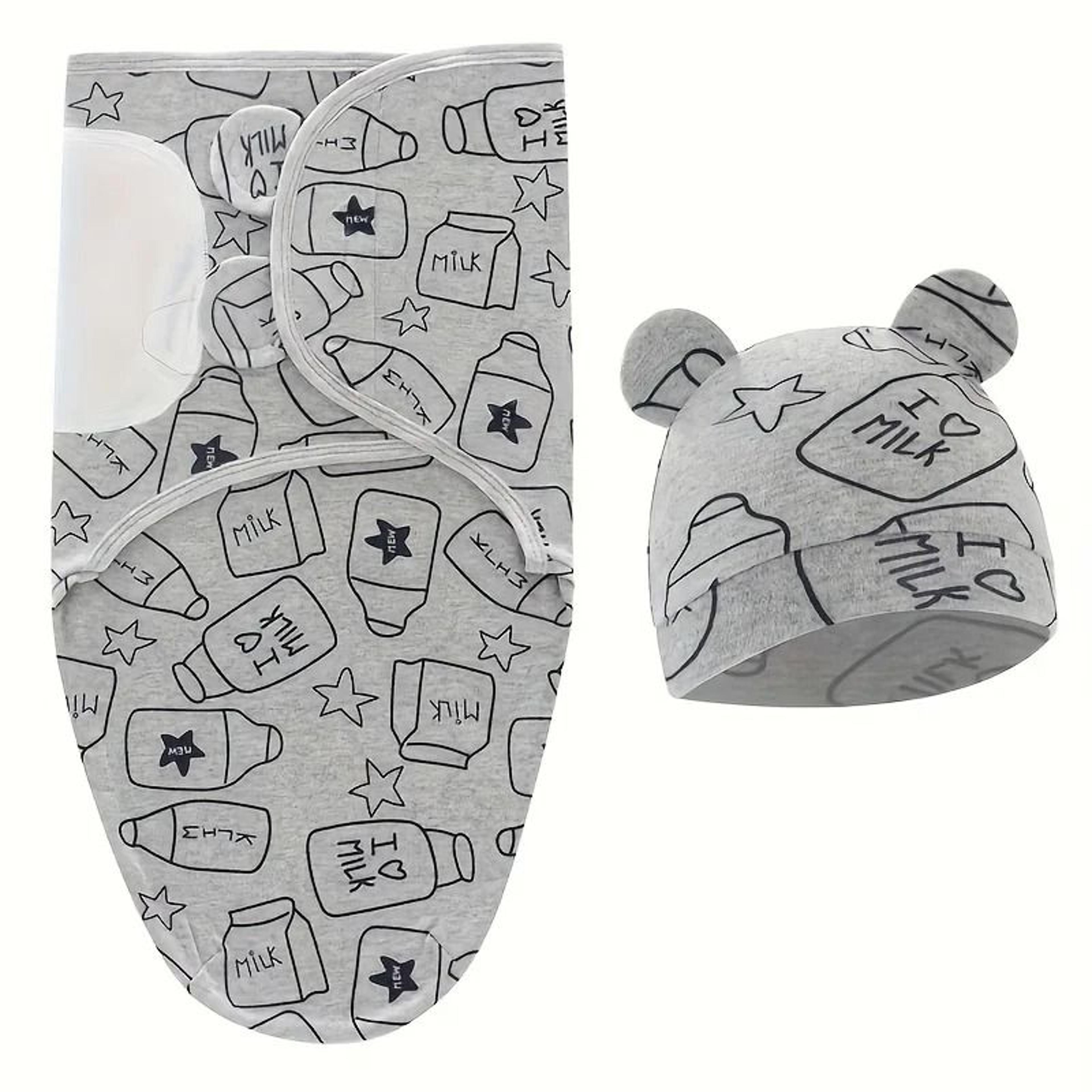 Soft Baby Swaddle Blanket With Hat Newborn Sleeping Wrap Gift Set 3