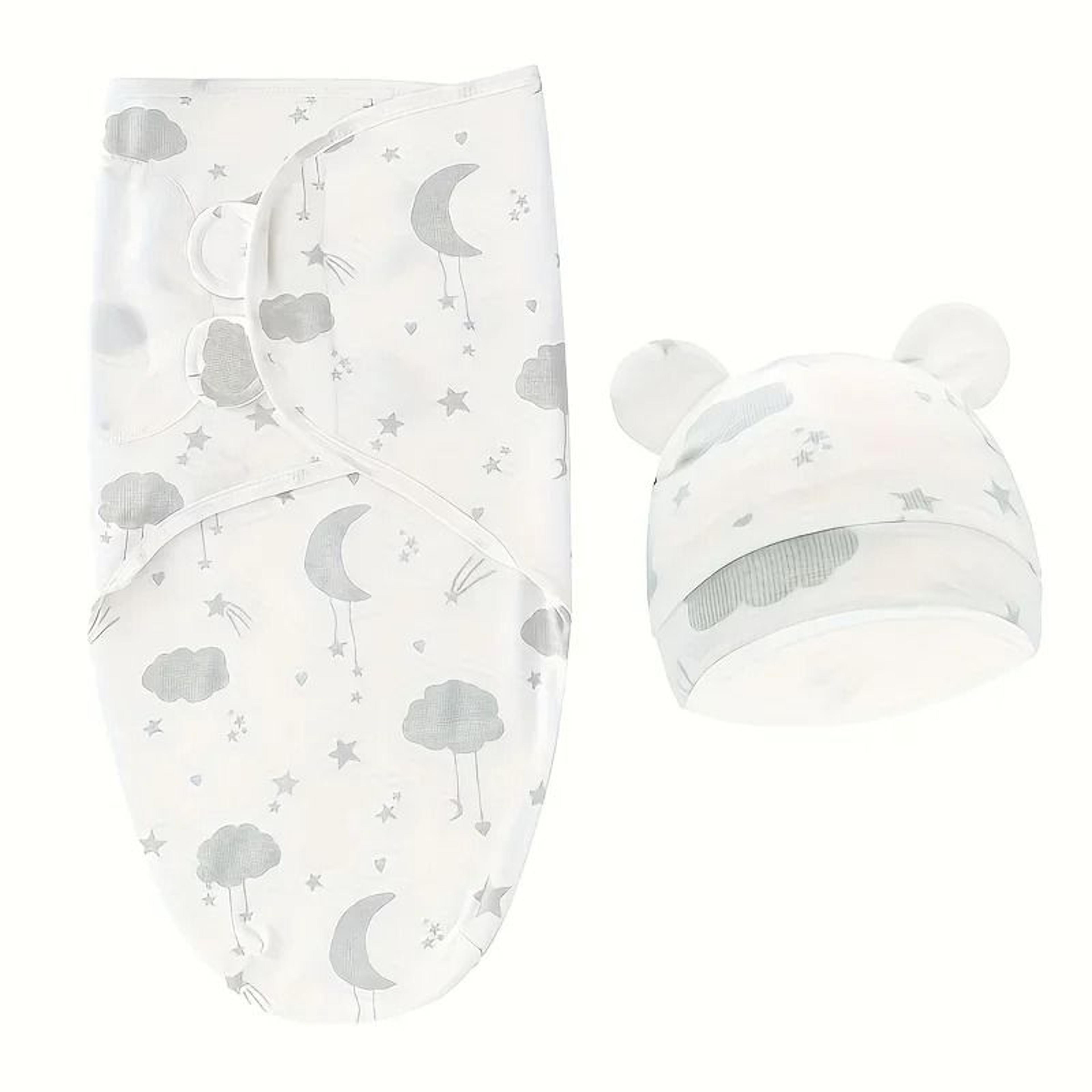Soft Baby Swaddle Blanket With Hat Newborn Sleeping Wrap Gift Set 1