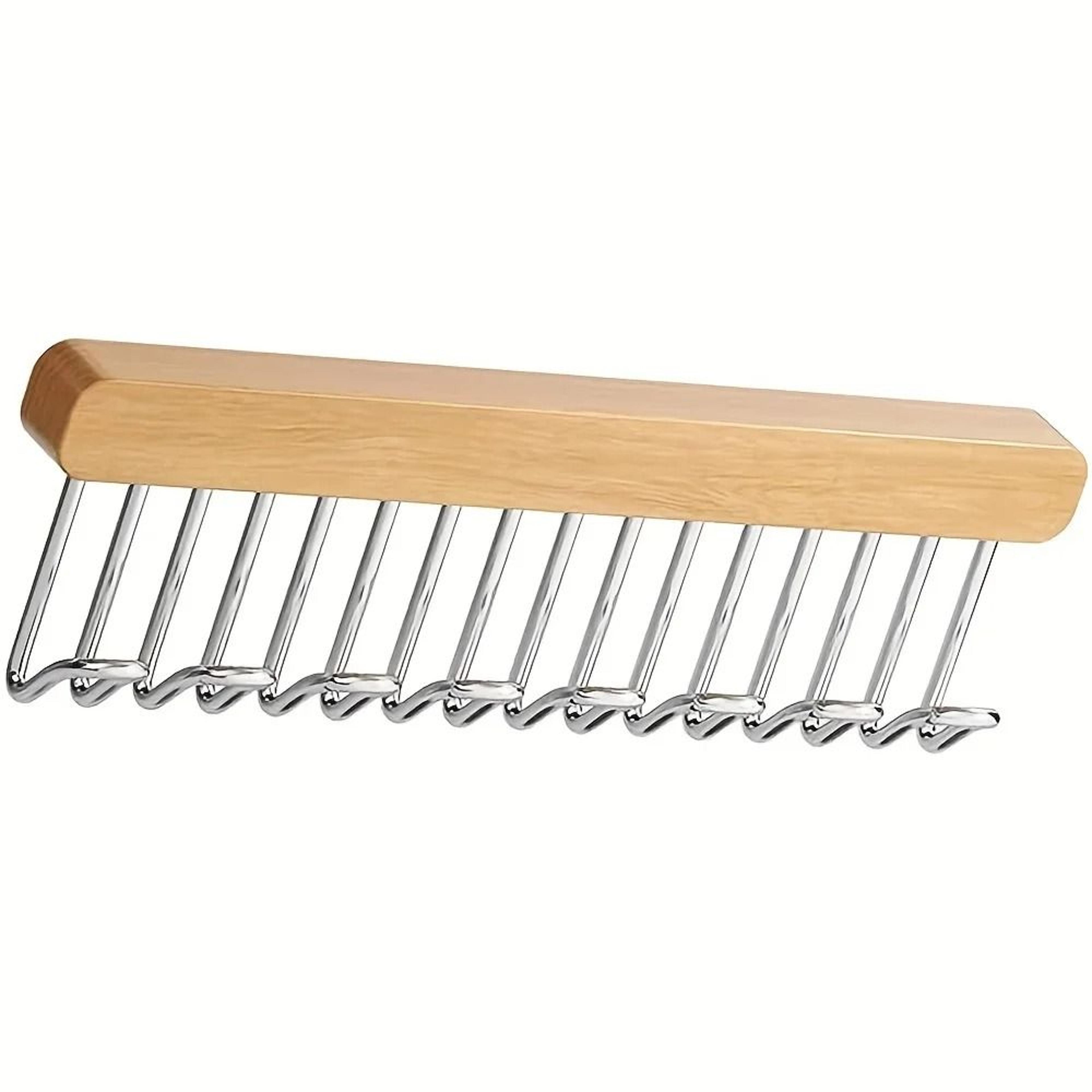 Pull Out Sliding Closet Organizer Hanger With 8 Hooks For Belts Ties And Accessories 0