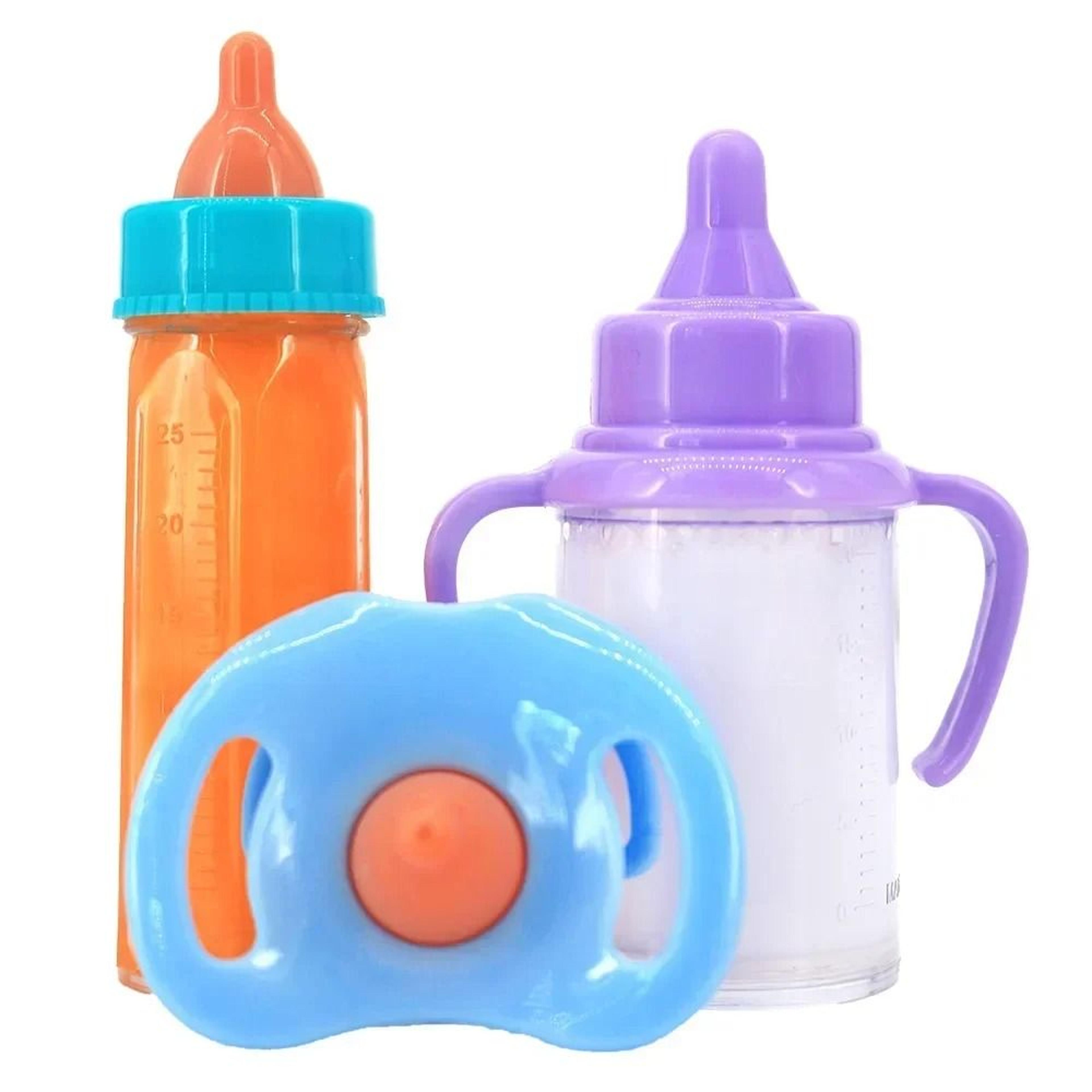Small Baby Doll Feeding Bottle And Pacifier Set With Milk And Juice Bottles For Pretend Play 1