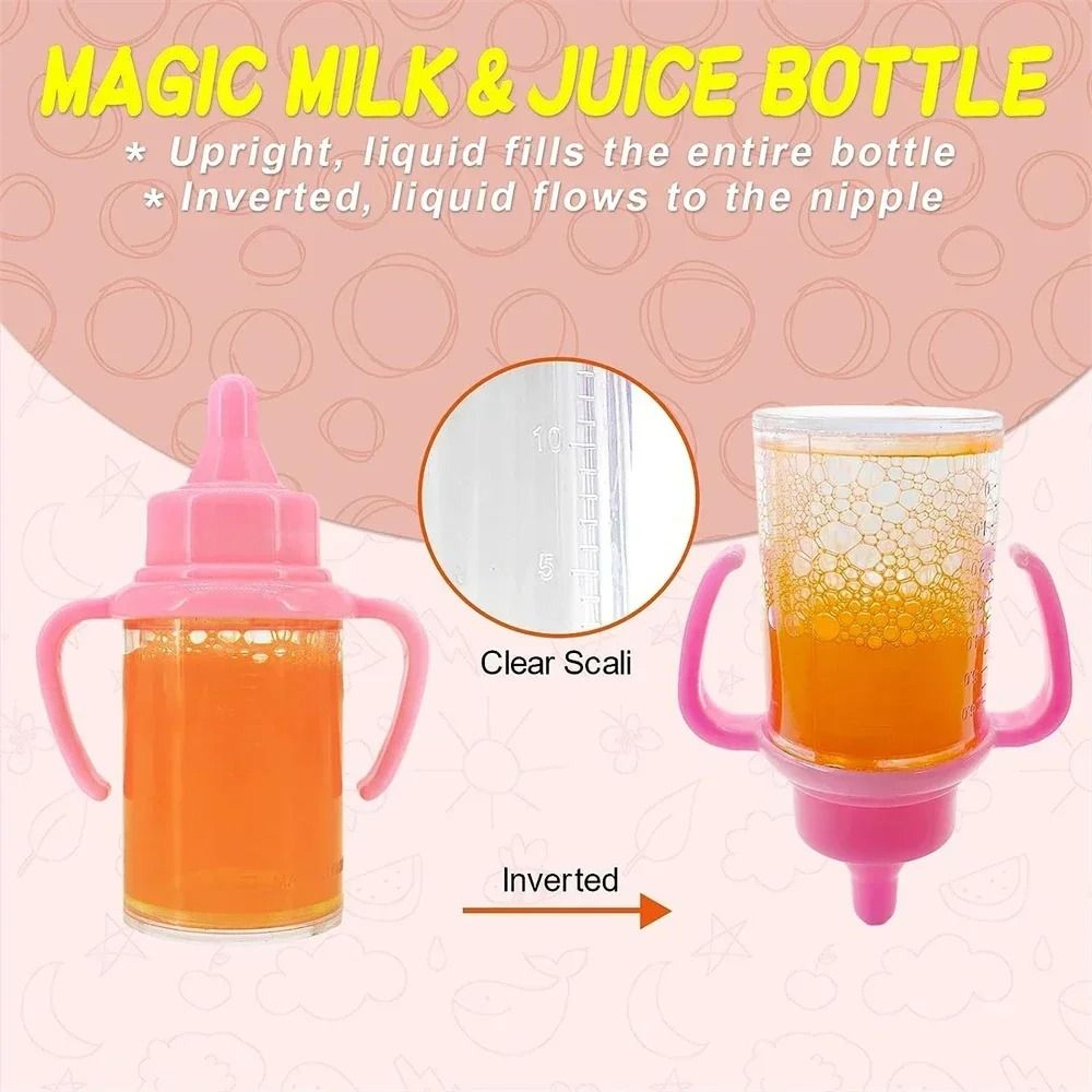 Small Baby Doll Feeding Bottle And Pacifier Set With Milk And Juice Bottles For Pretend Play 4
