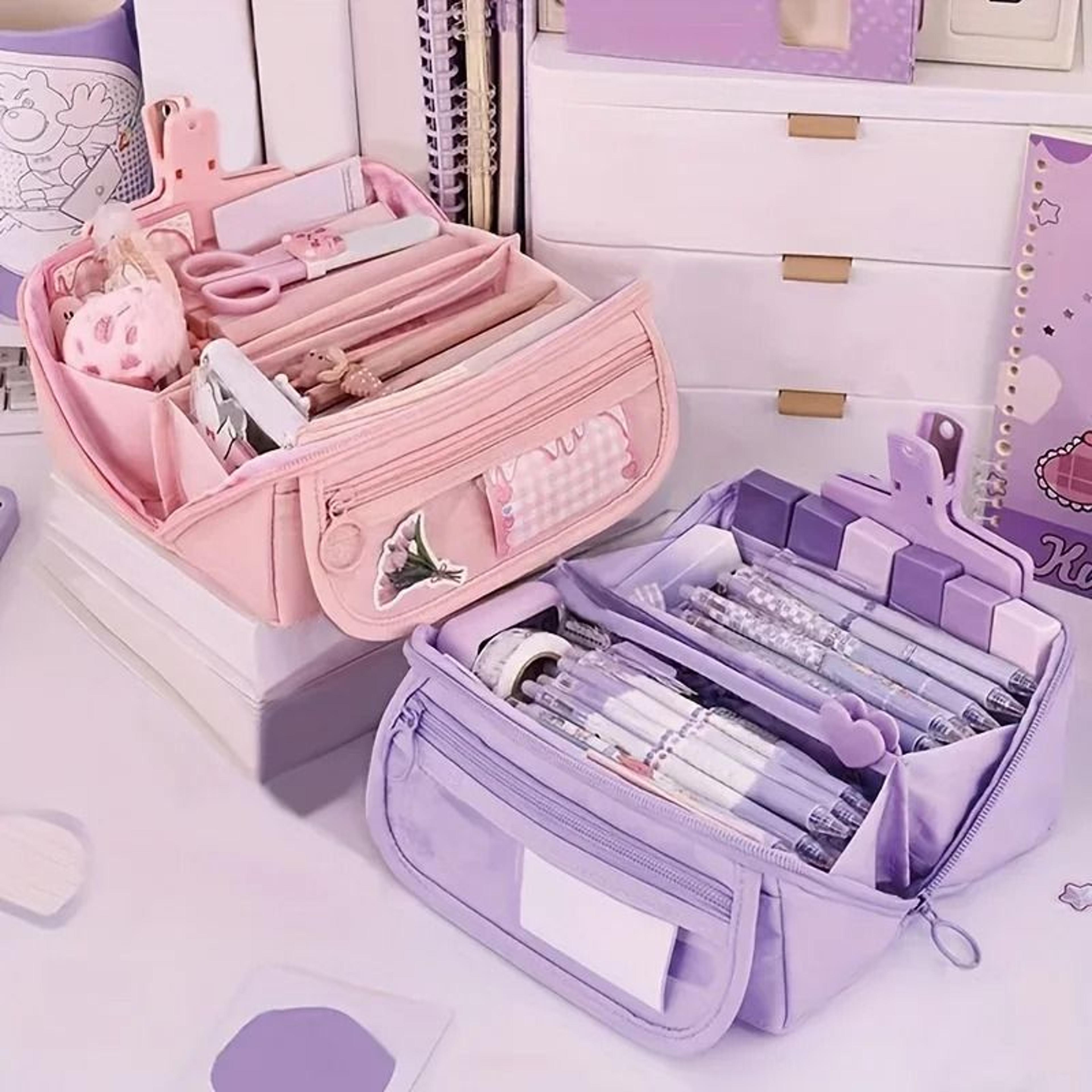 large capacity pencil case portable desk stationery storage box