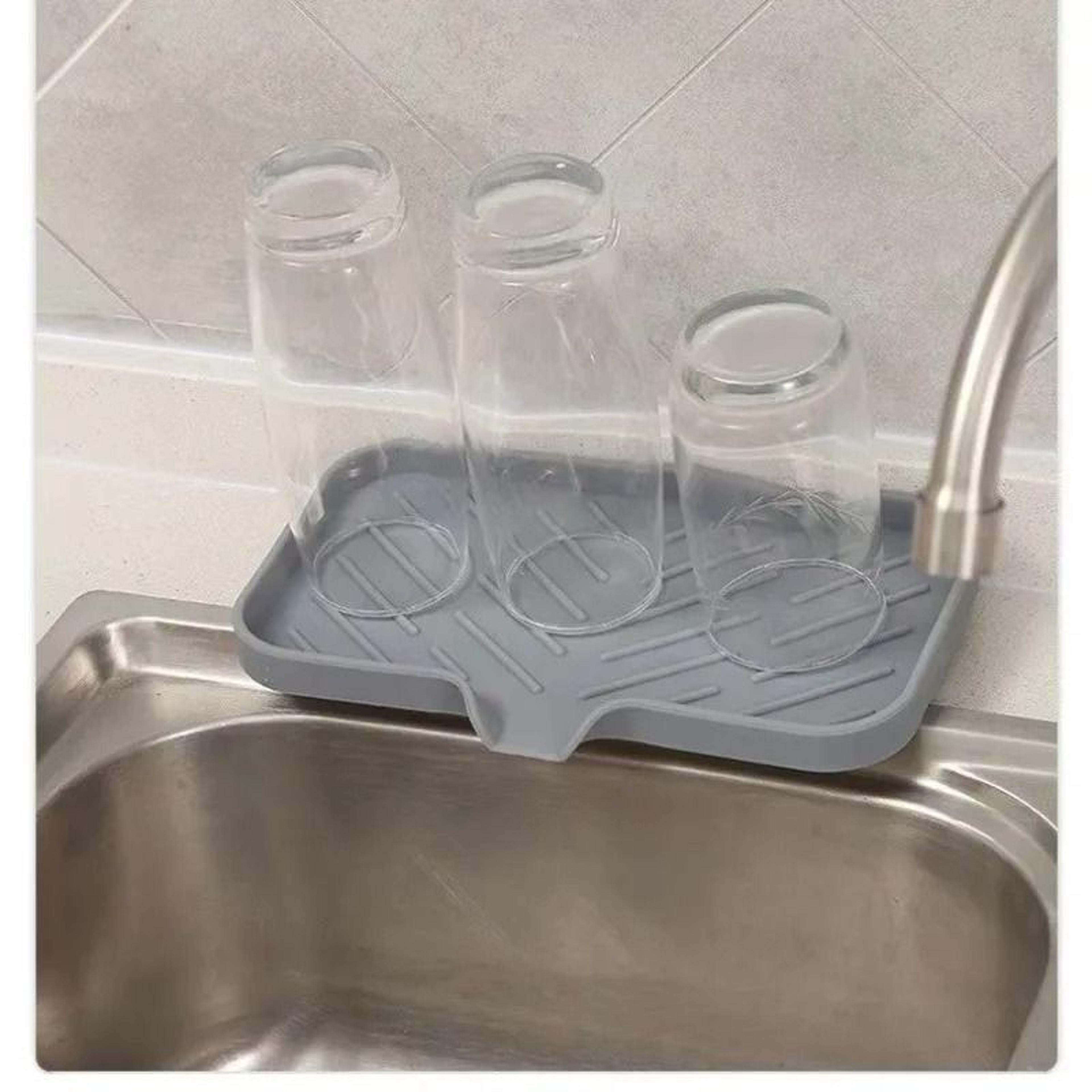 Silicone Sink Tray Drain Soap Sponge Holder Kitchen Sink Organizer 4
