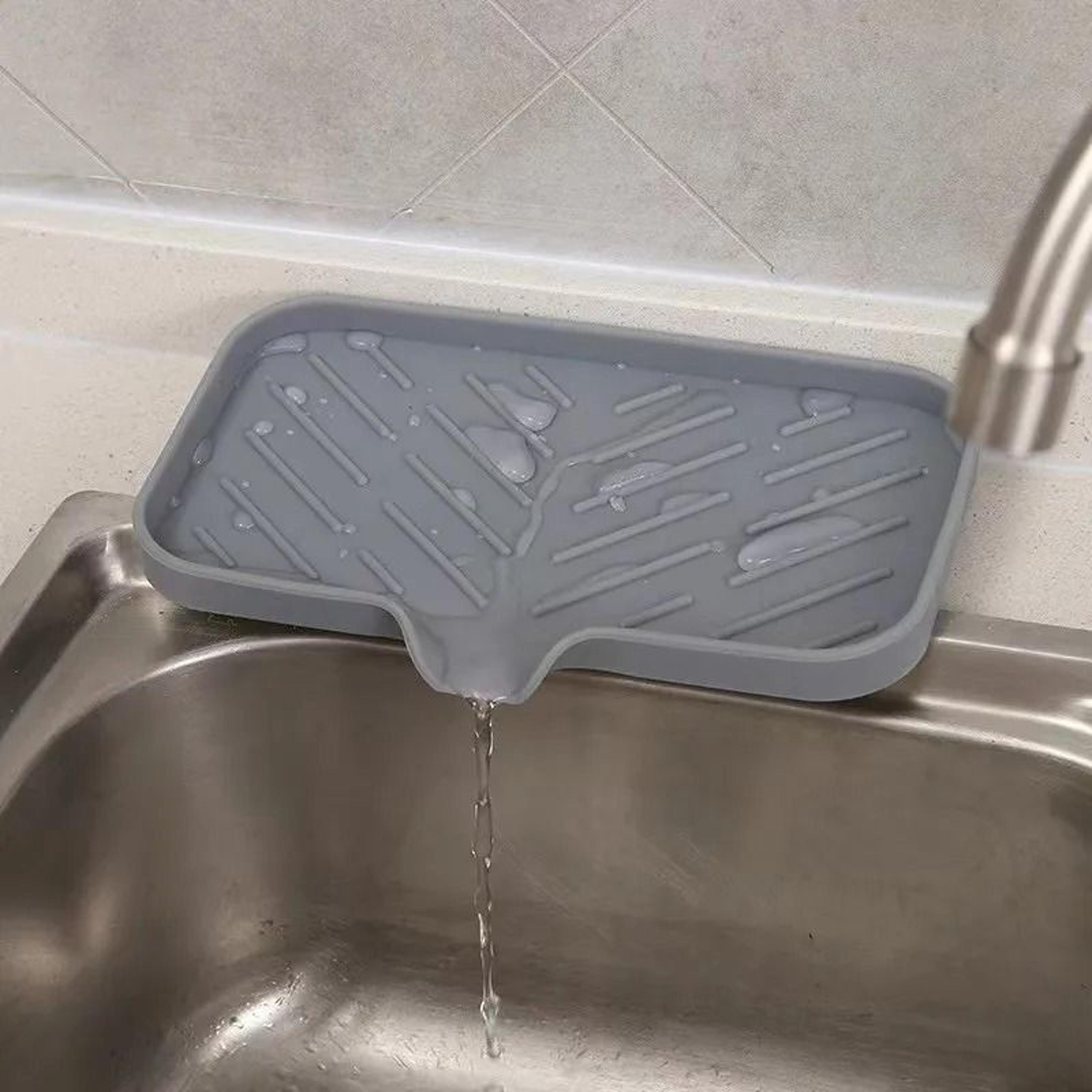 Silicone Sink Tray Drain Soap Sponge Holder Kitchen Sink Organizer 0