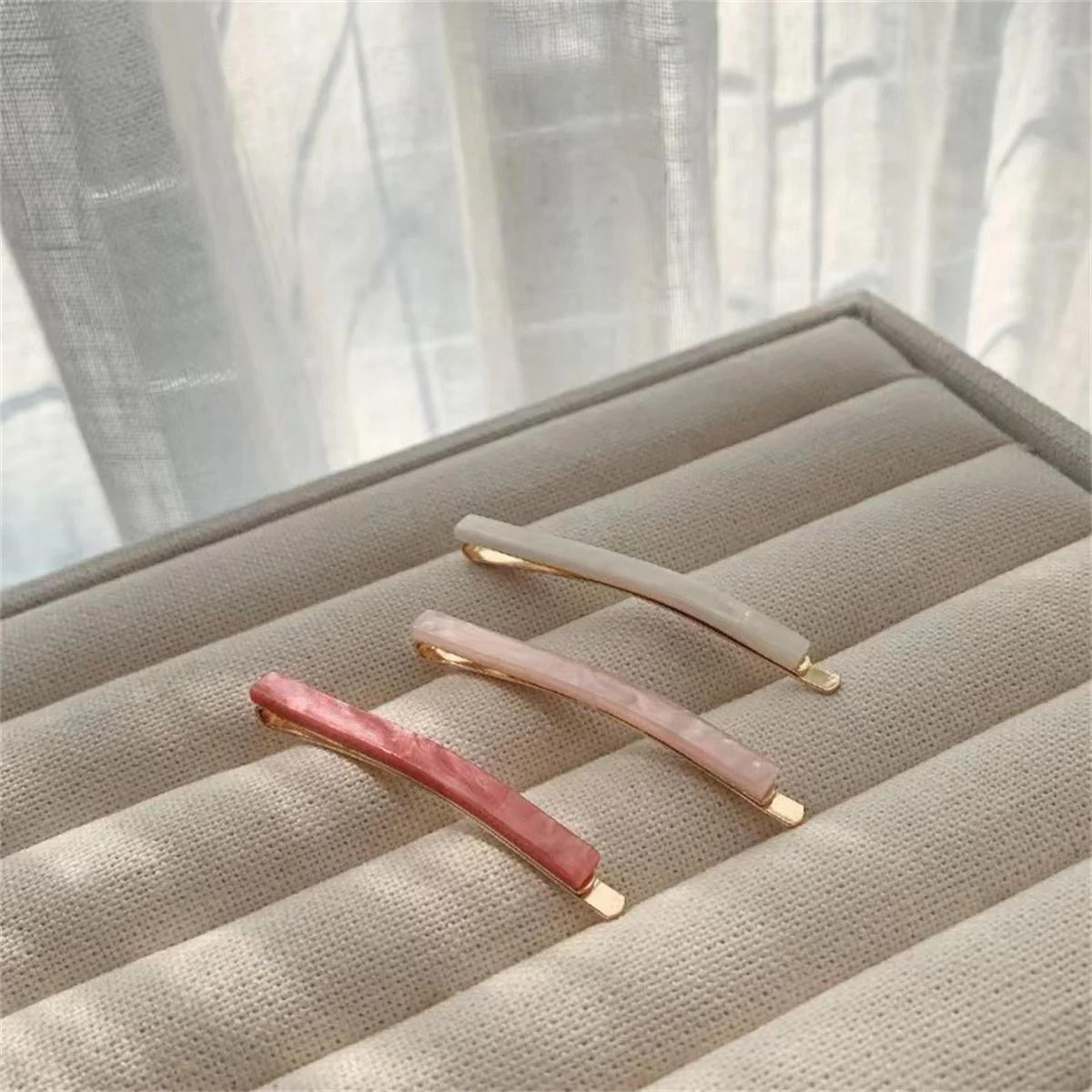 Acetate Geometric Hair Clips Set Of 3 Simple Oblong Barrettes For Women 1
