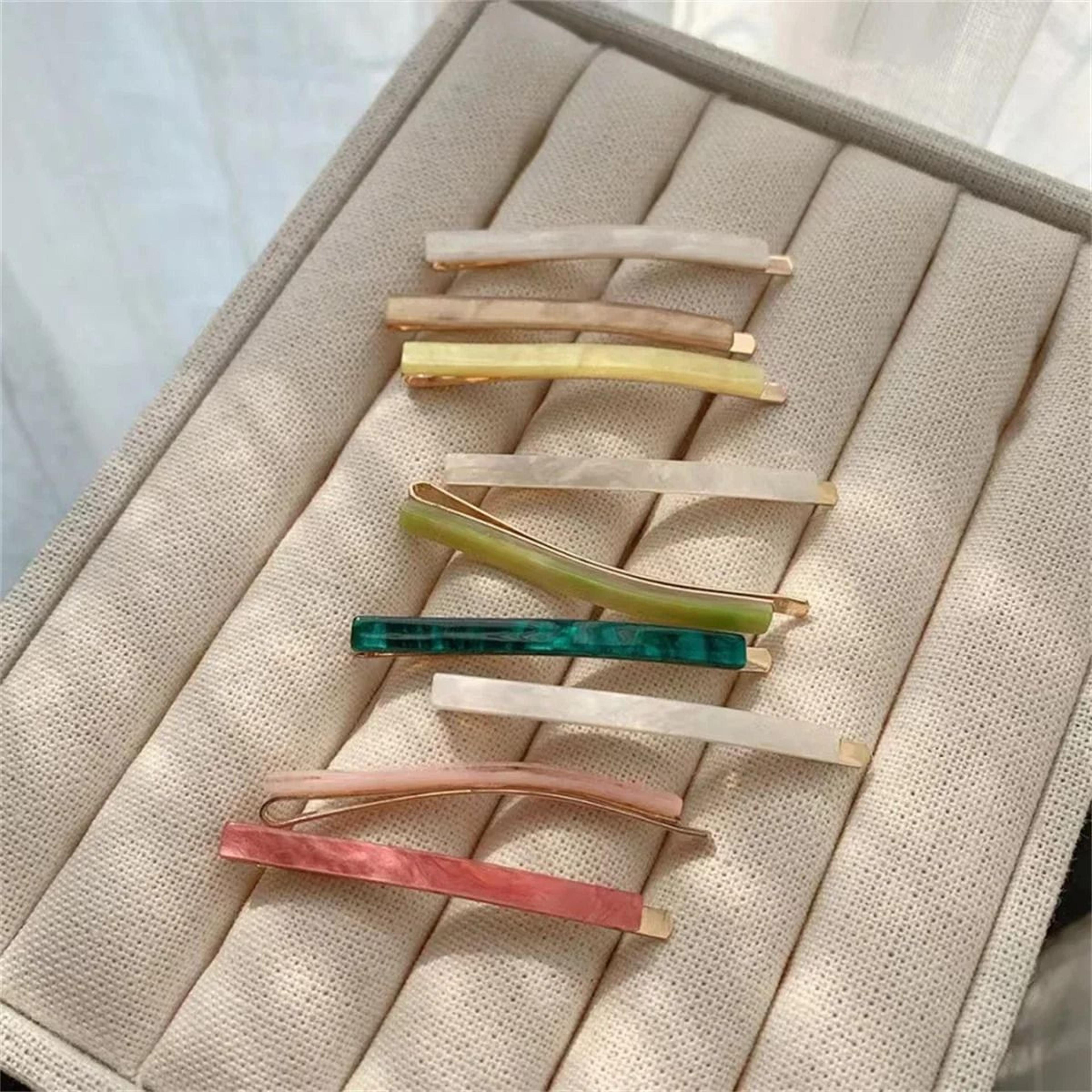 Acetate Geometric Hair Clips Set Of 3 Simple Oblong Barrettes For Women 0