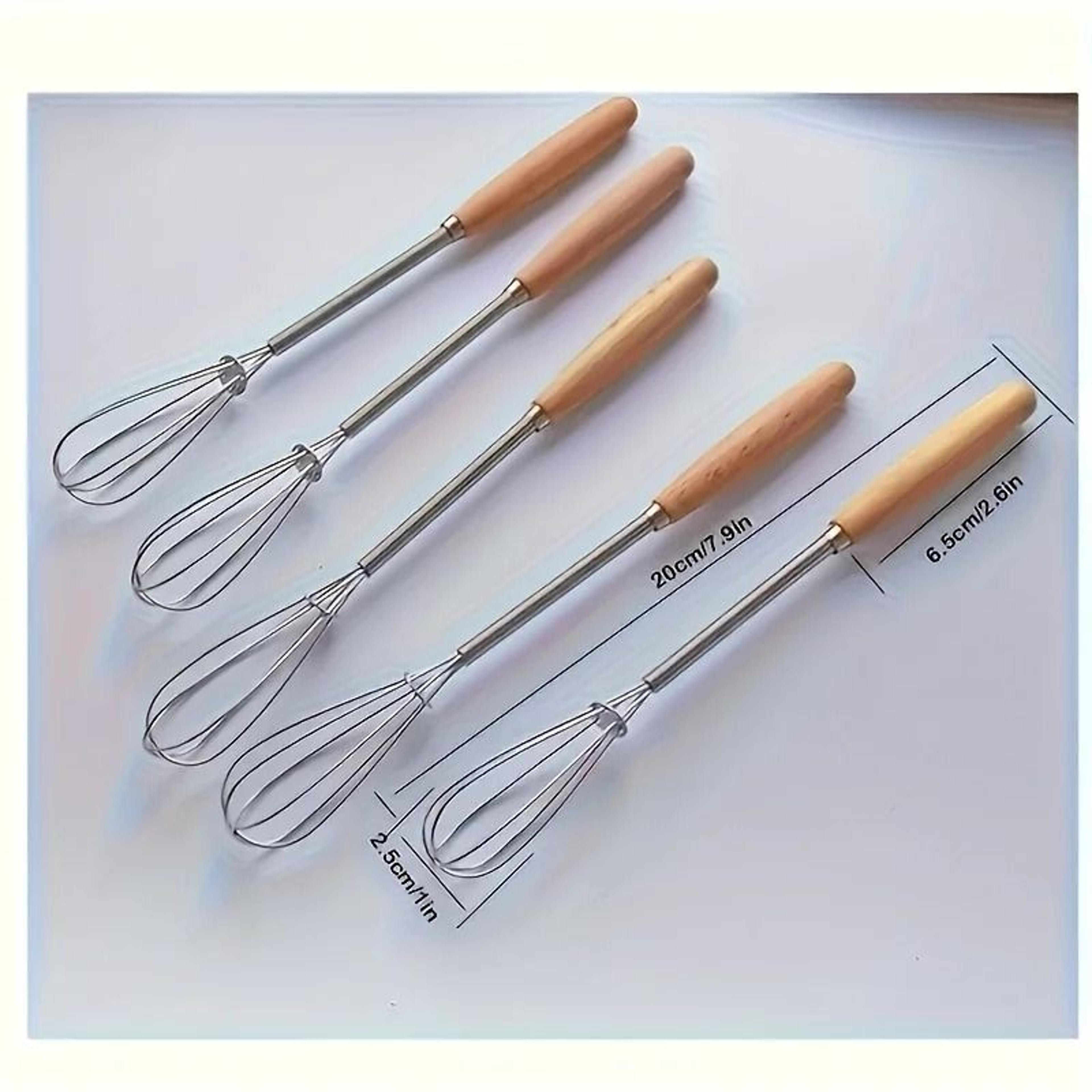 Stainless Steel Kitchen Whisk Set With Solid Wood Handles Cream And Egg Mixer 0
