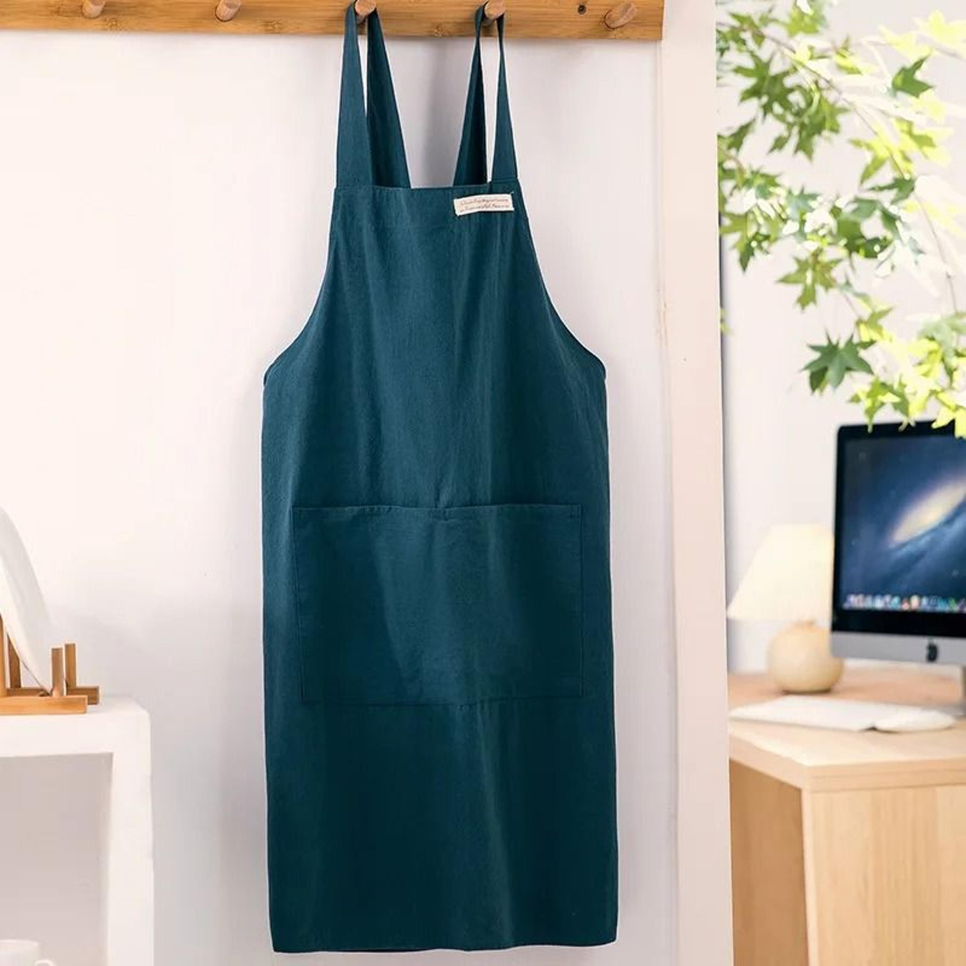 Cotton Linen Tie Free Apron Retro Work Coverall For Kitchen And Crafts 3