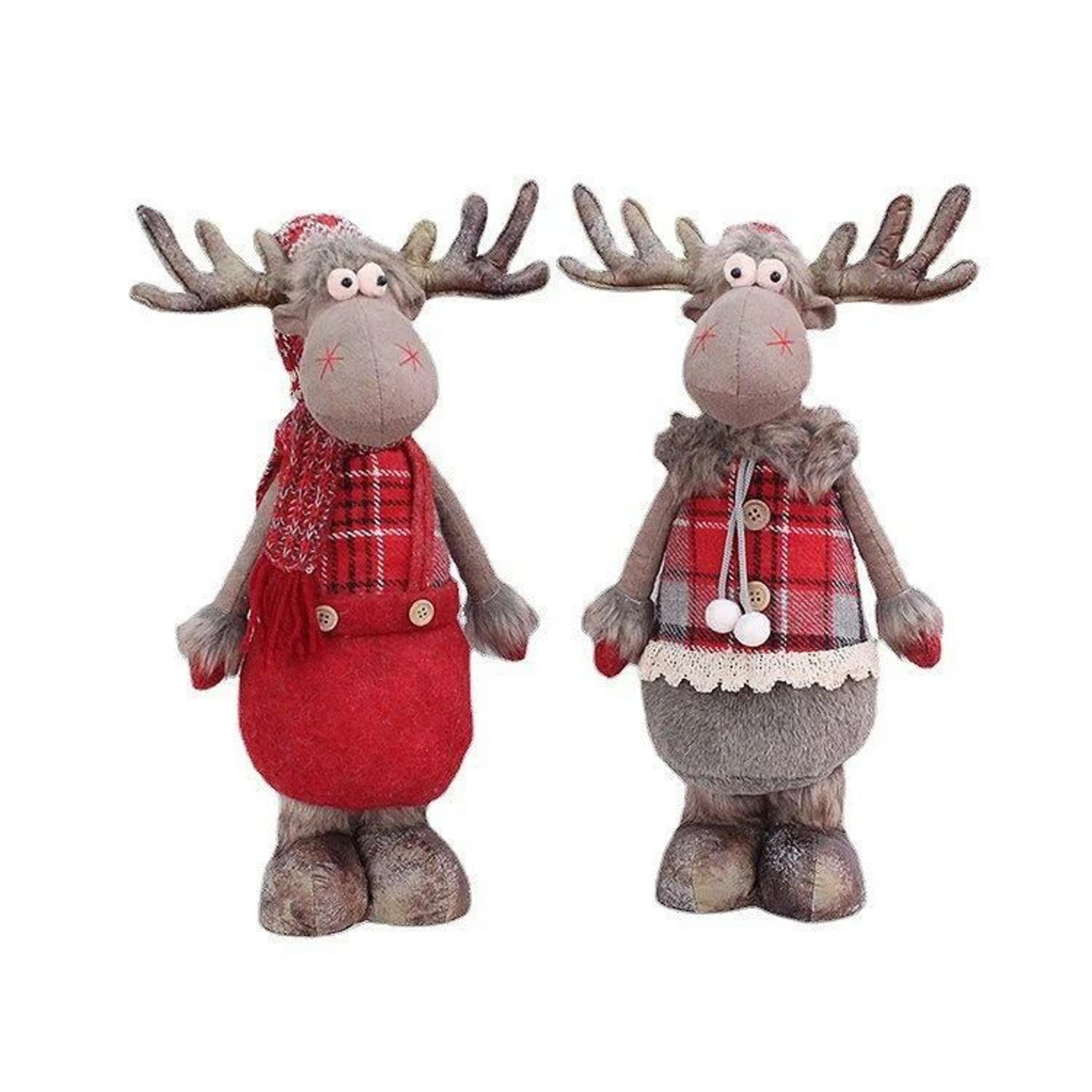 Retractable Standing Christmas Elk Doll Red Fabric Holiday Decor 5