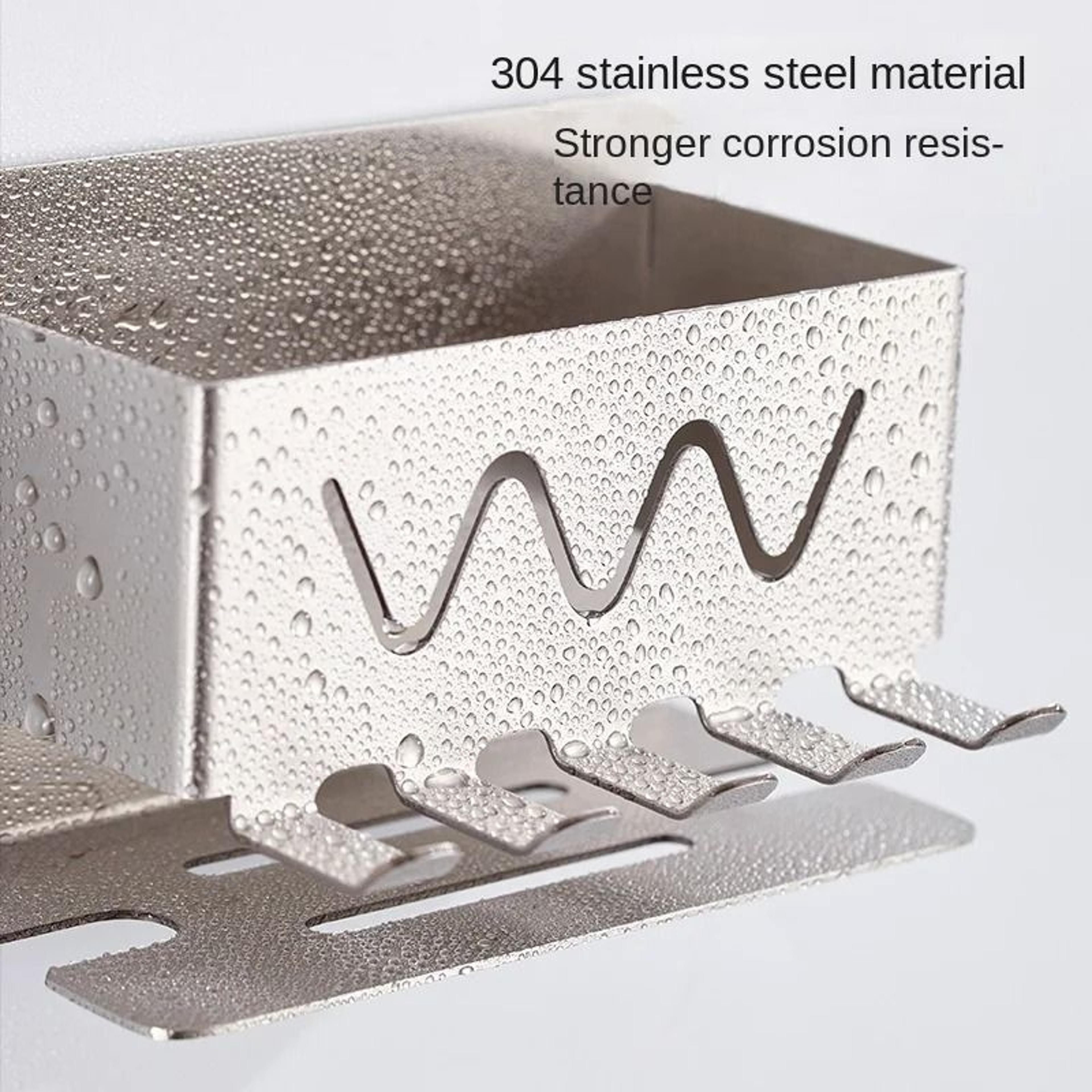 Wall Mounted Stainless Steel Toothbrush Holder No Drill Bathroom Organizer 7