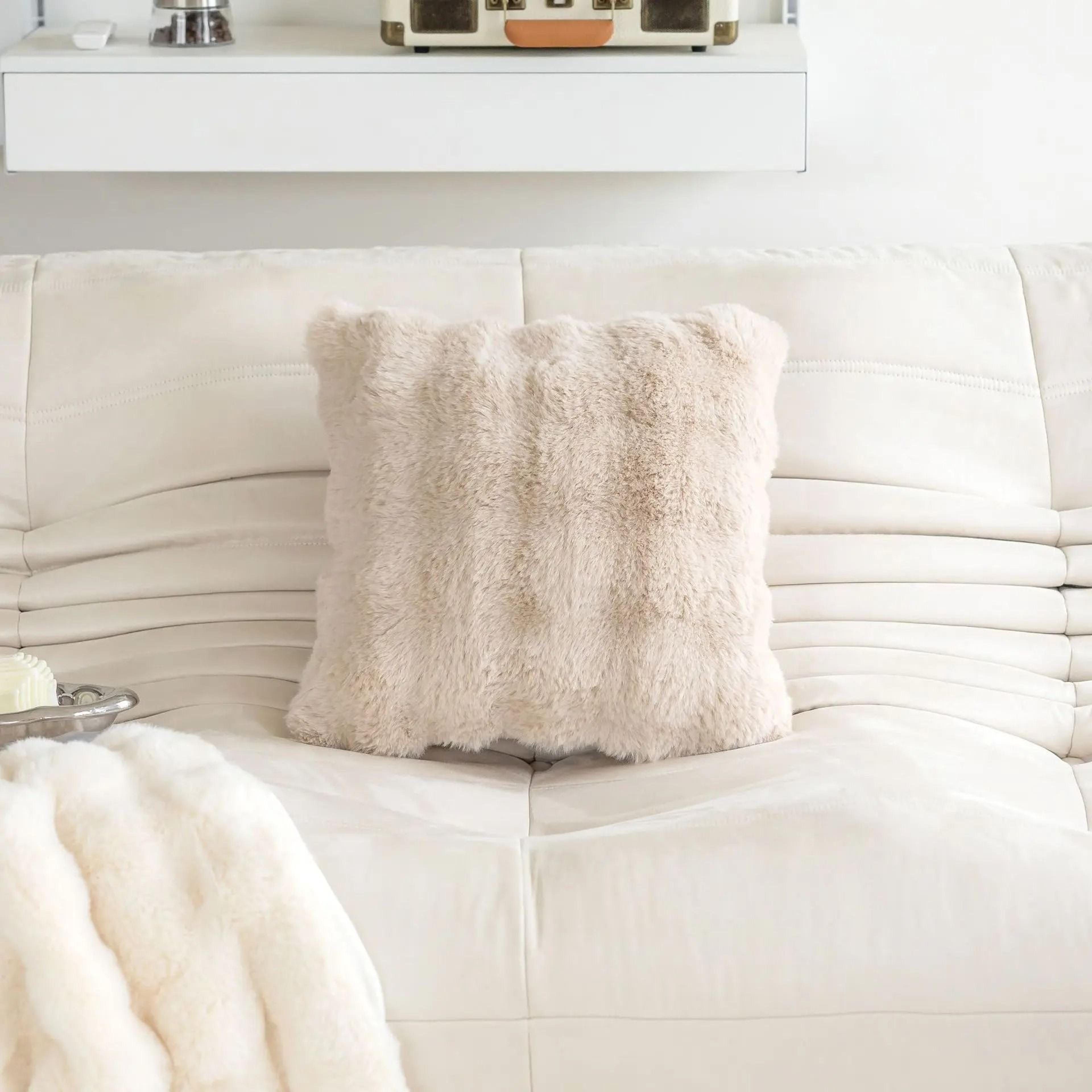 Plush Faux Rabbit Fur Decorative Throw Pillow For Sofa And Bed 5