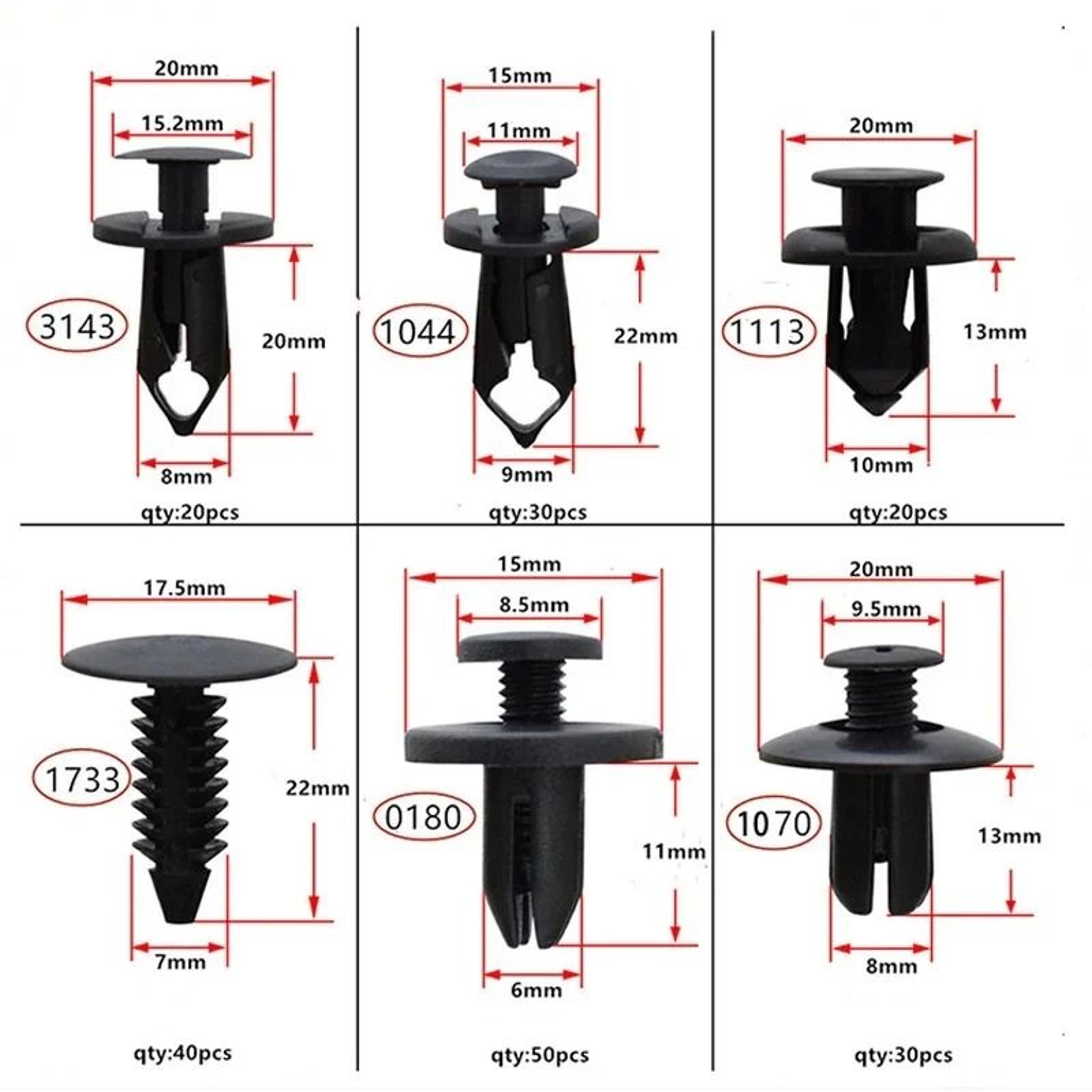 Car Trim Fasteners Push Rivets Kit ABS Plastic Interior Clips Set 3