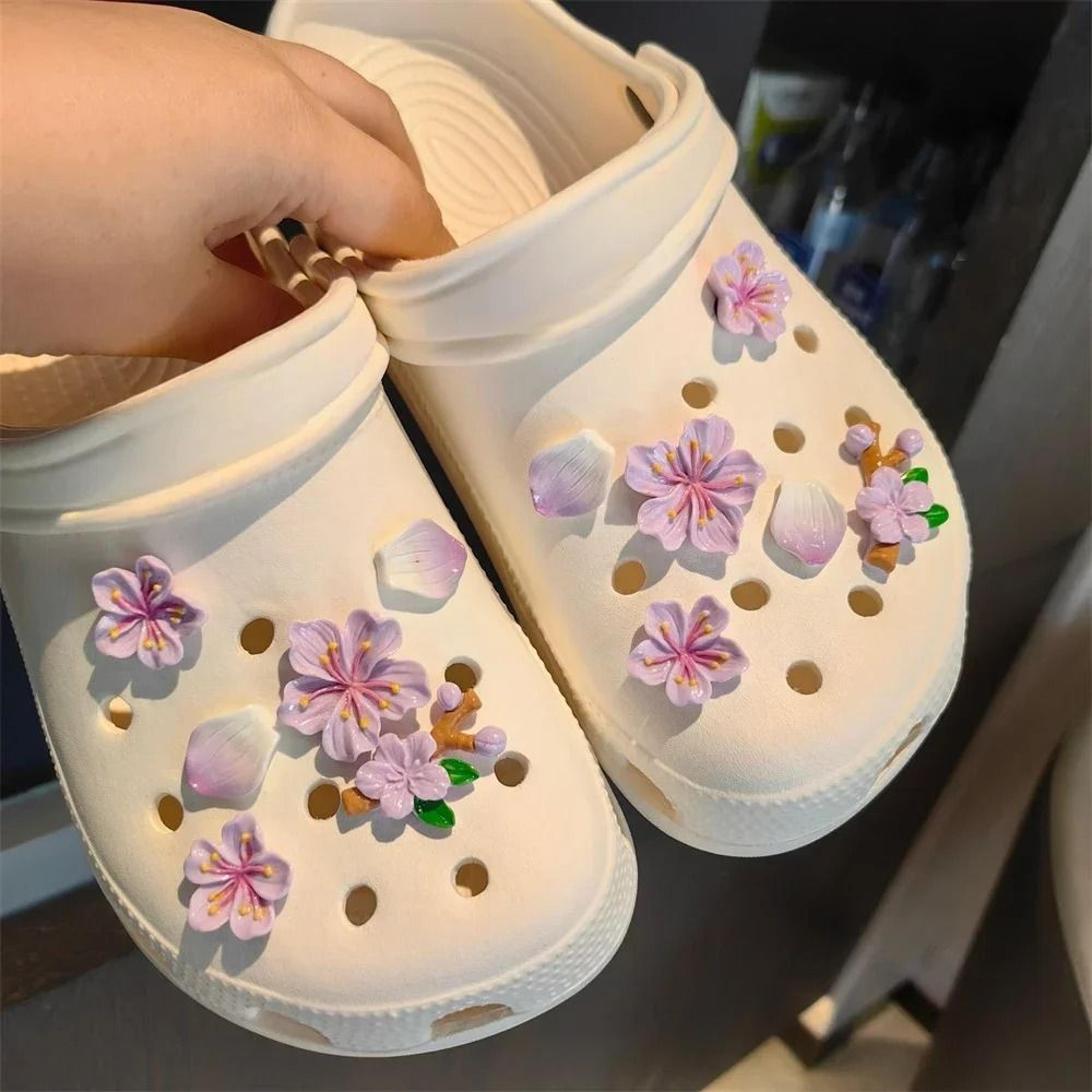 Purple Flower Shoe Charms Cute Clog Decoration Accessories 6