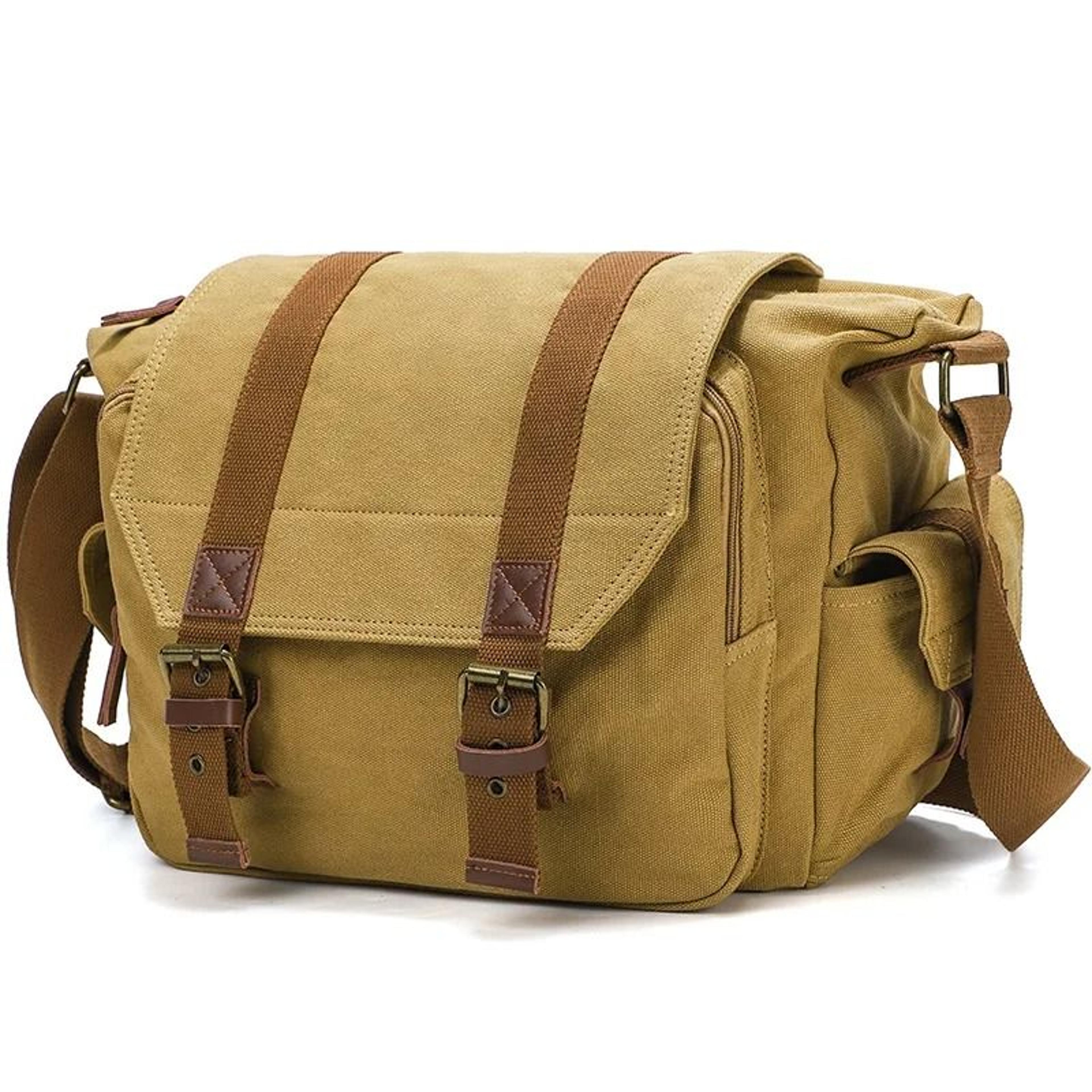 Retro Canvas SLR Camera Satchel Waterproof Messenger Bag With Removable Liner 0