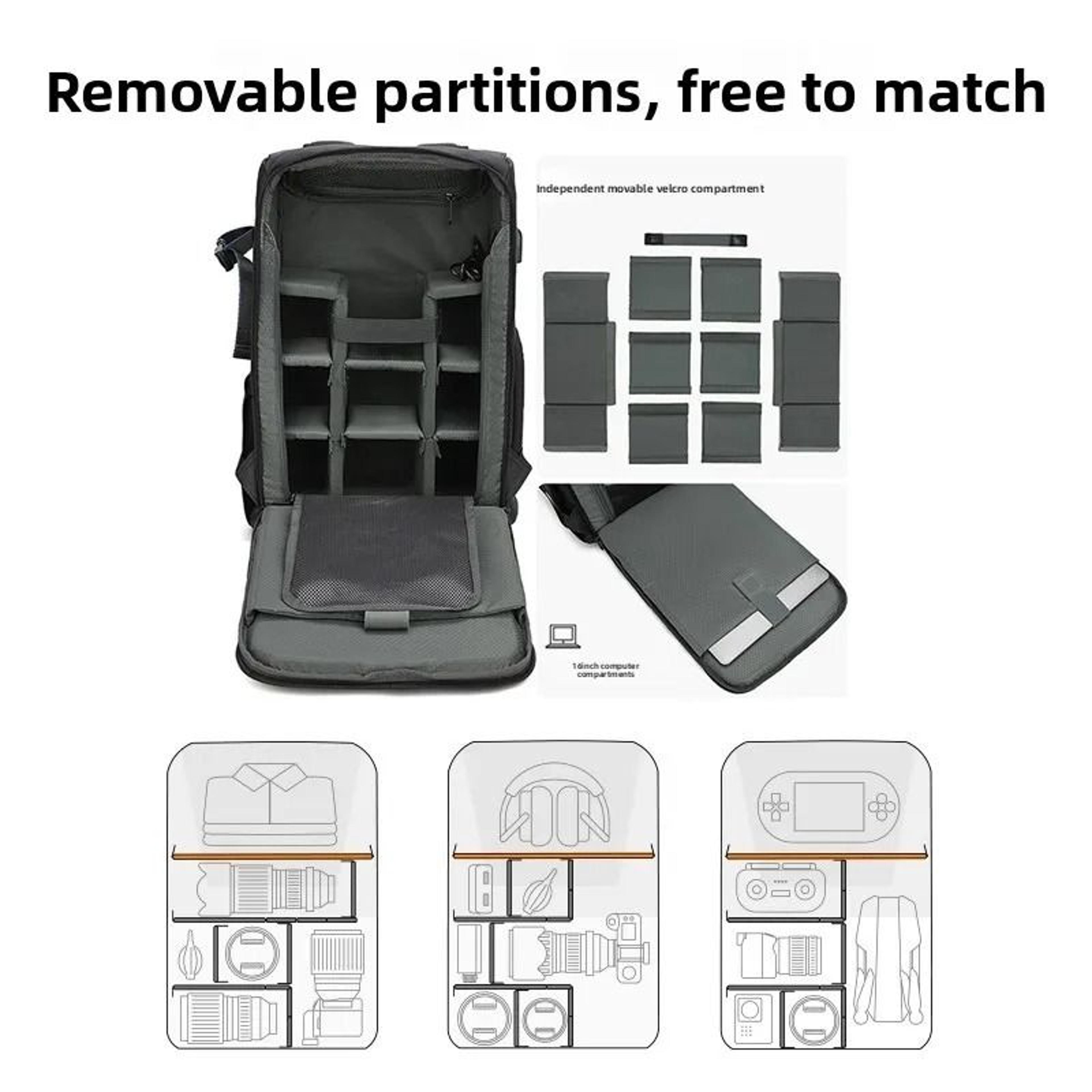 Large Capacity Camera Backpack Double Shoulder Travel Photography Bag 5