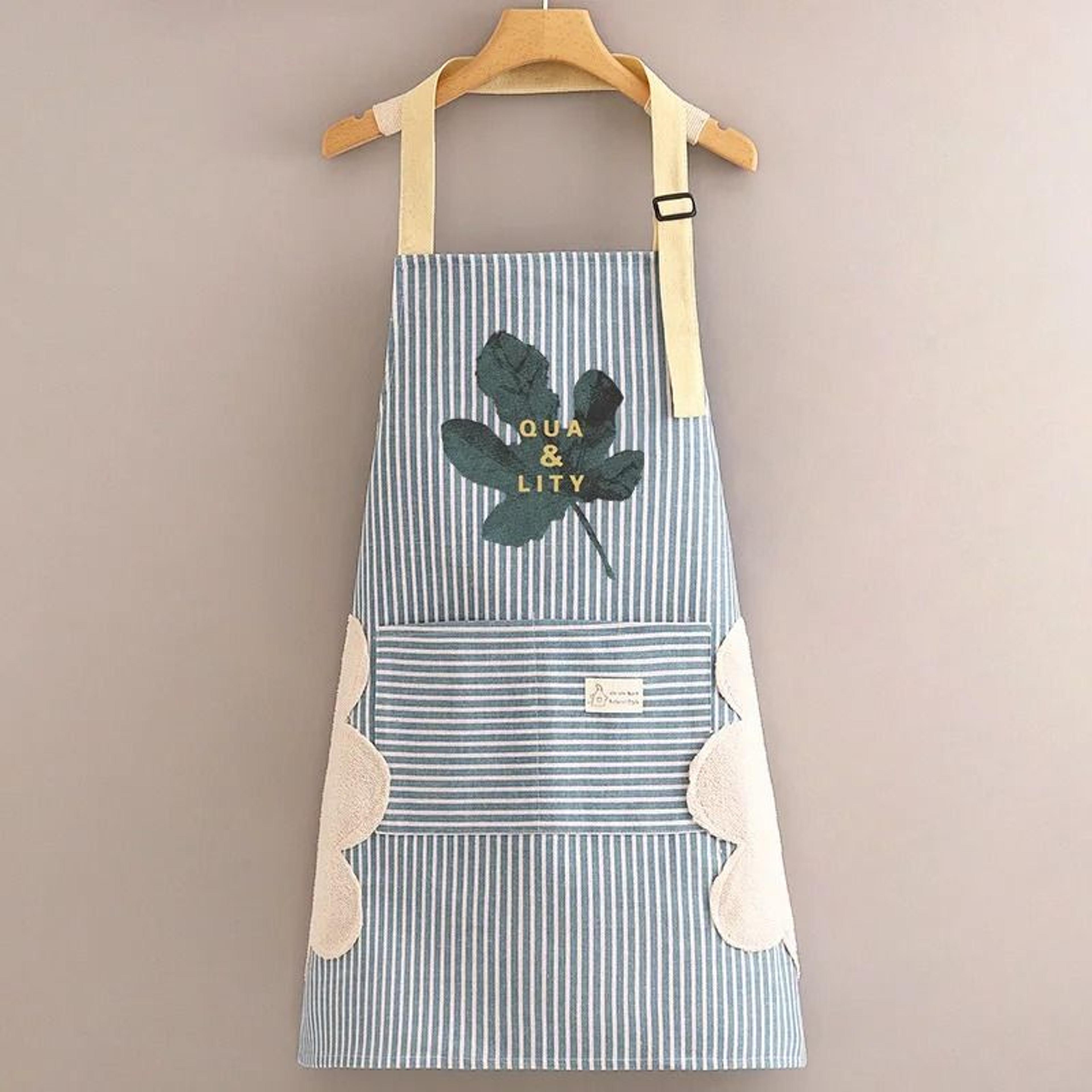 Breathable Cotton Linen Long Sleeve Kitchen Apron For Women Anti Stain Cooking Smock 9