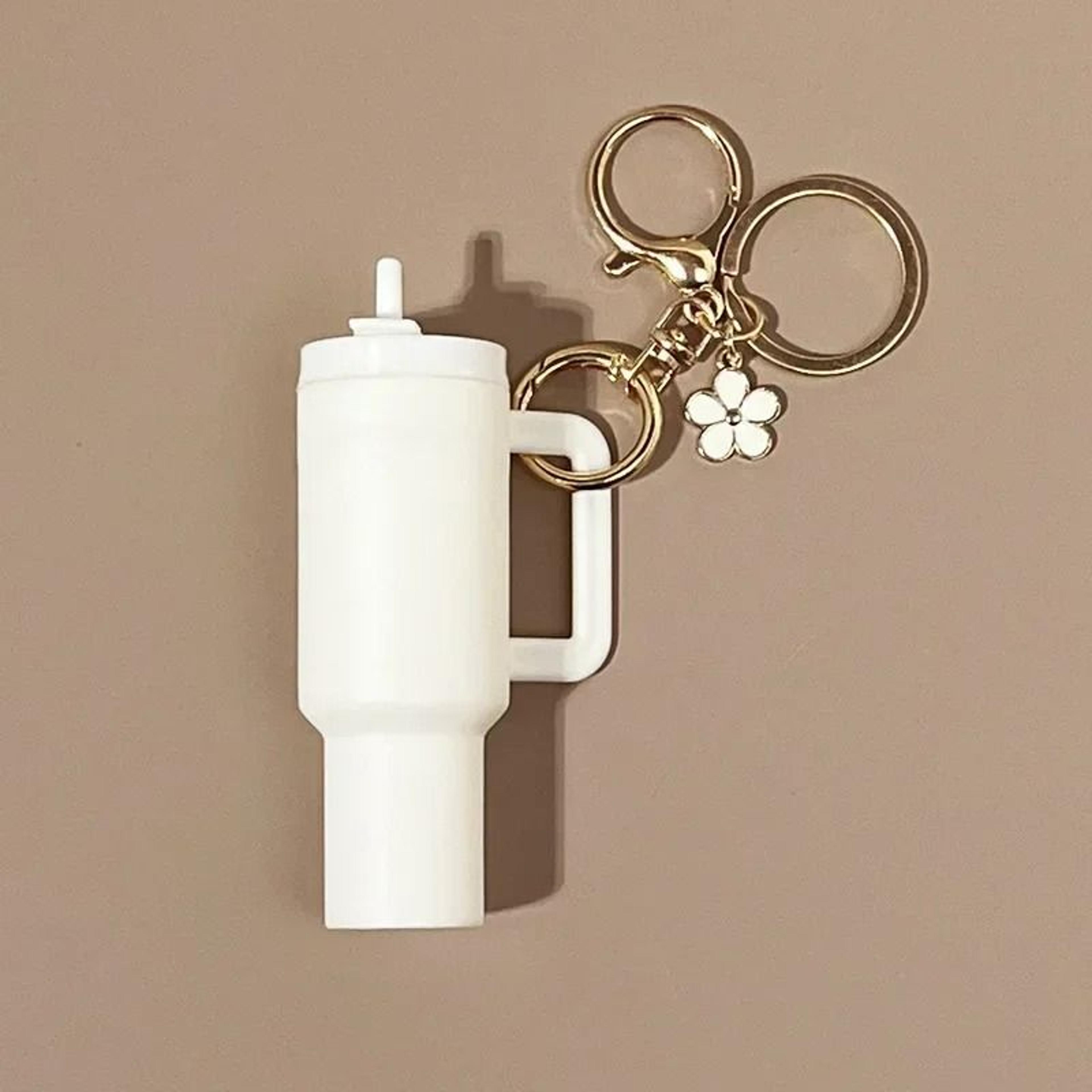 Cute Ice Cup Keychain Lipstick Holder Flower Pendant Bag Charm 8