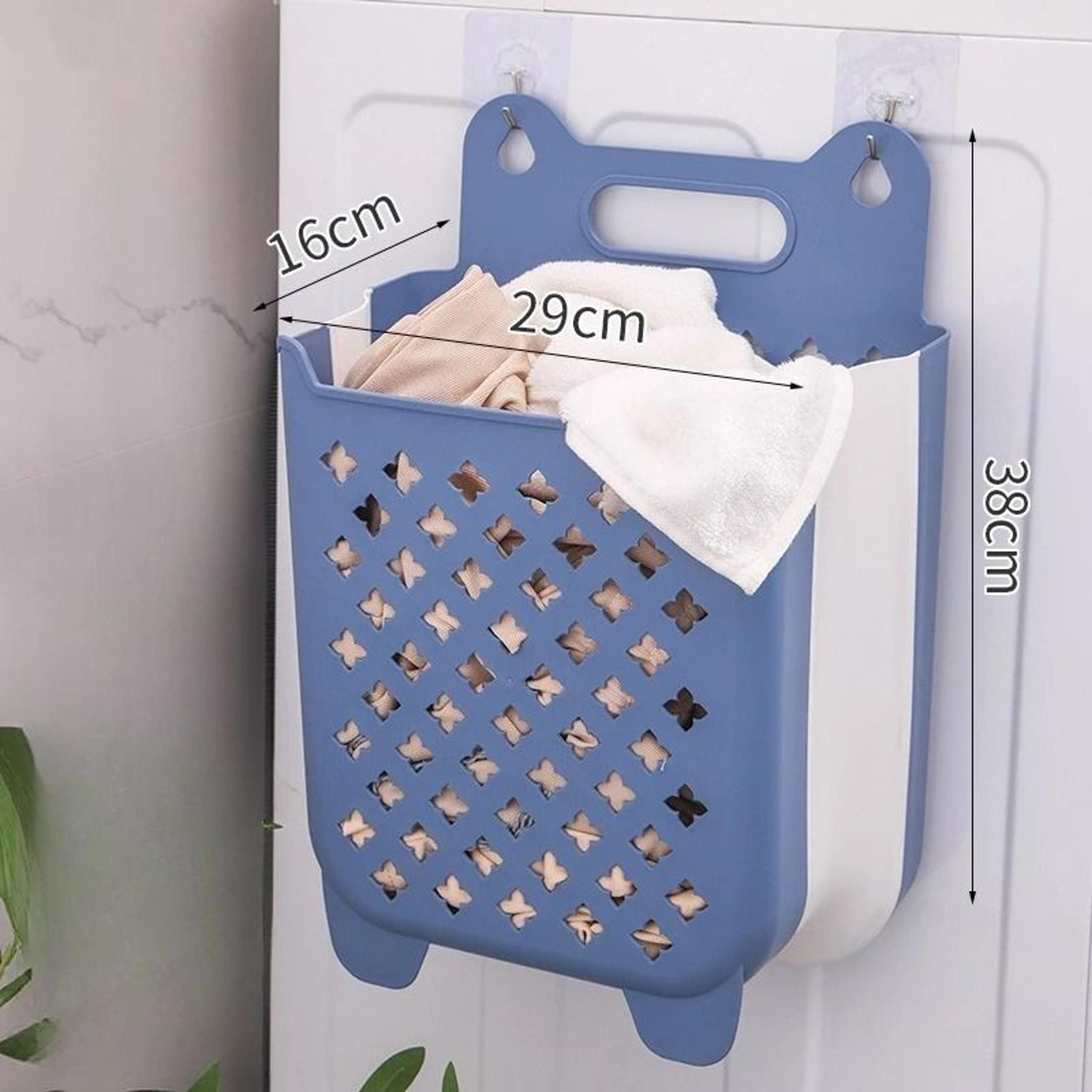 Wall Mounted Folding Laundry Basket Bathroom Clothes Storage Organizer 4