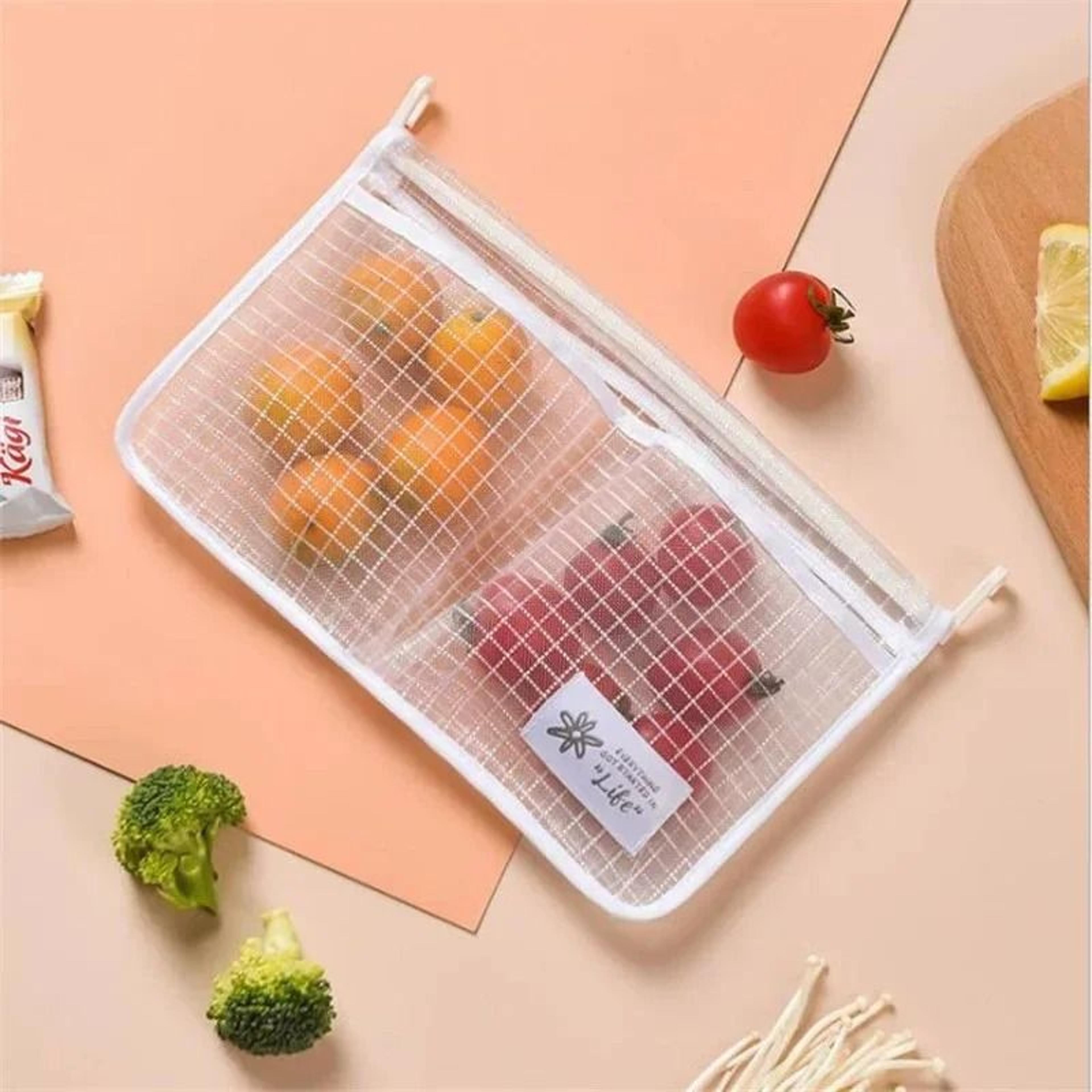 Hanging Refrigerator Storage Bag Double Compartment Kitchen Organizer 5