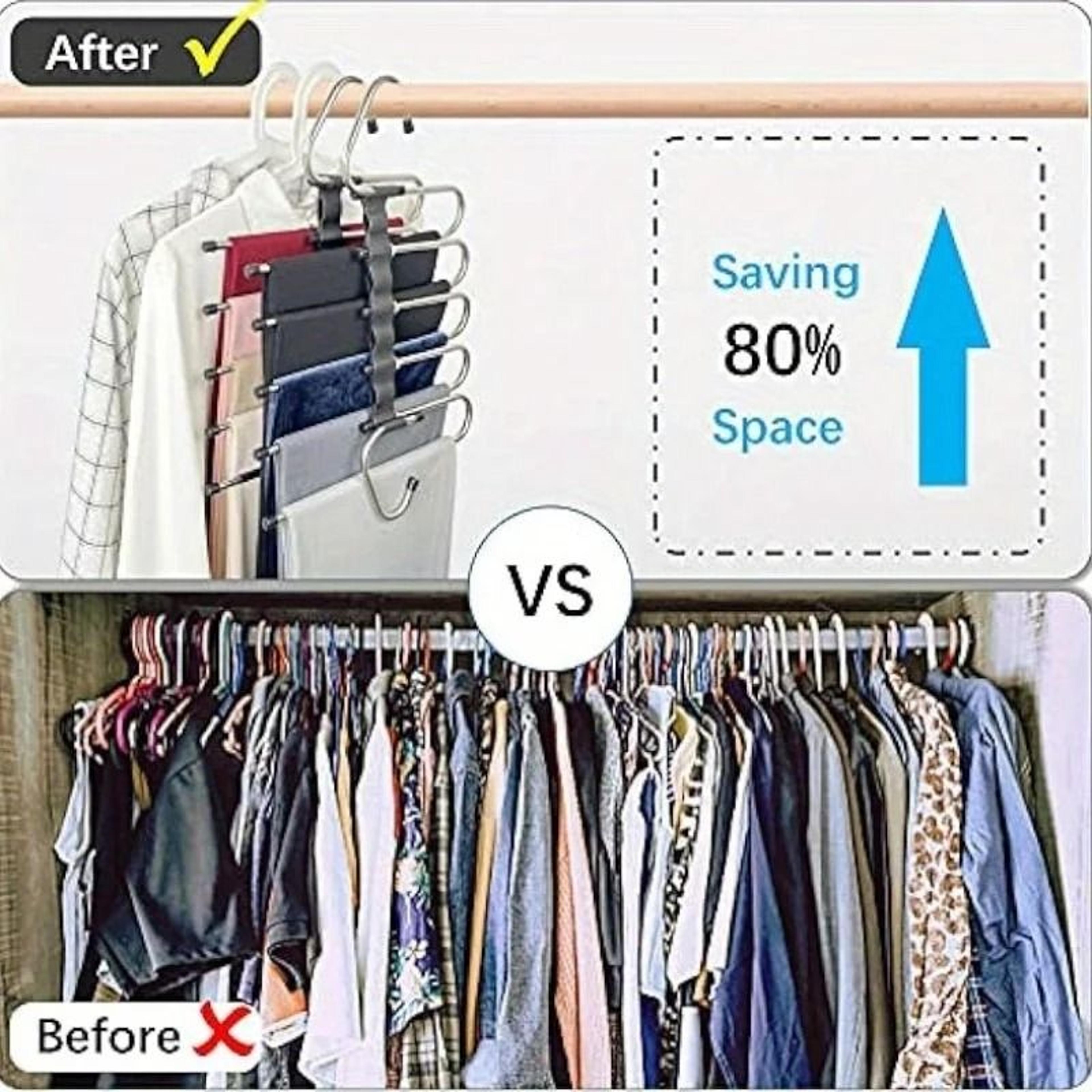 Magic Multi Layer Pants Hanger Space Saving Closet Organizer 4