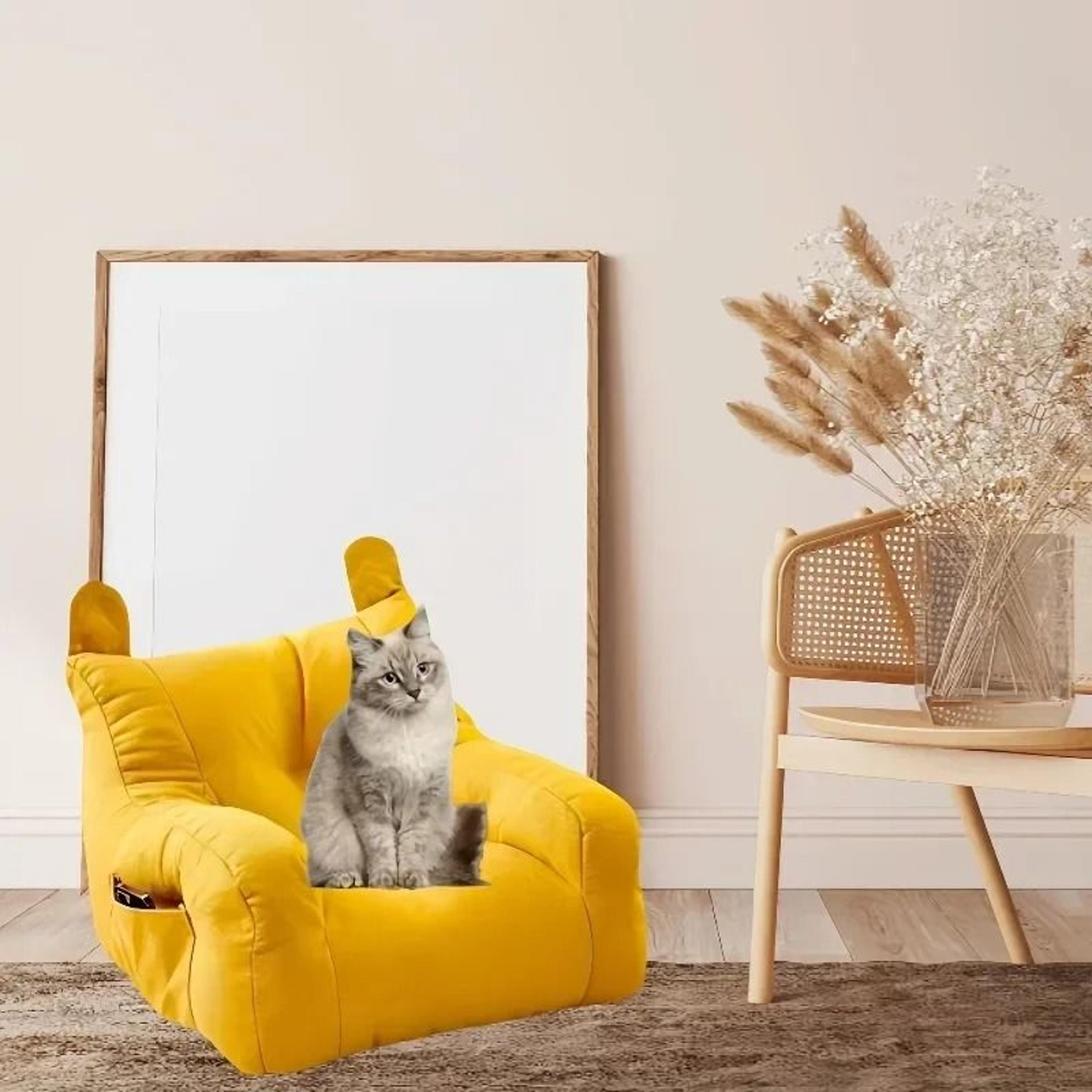 Cartoon Cat Sofa Bed Cozy Indoor Pet Couch With Washable Cover 4