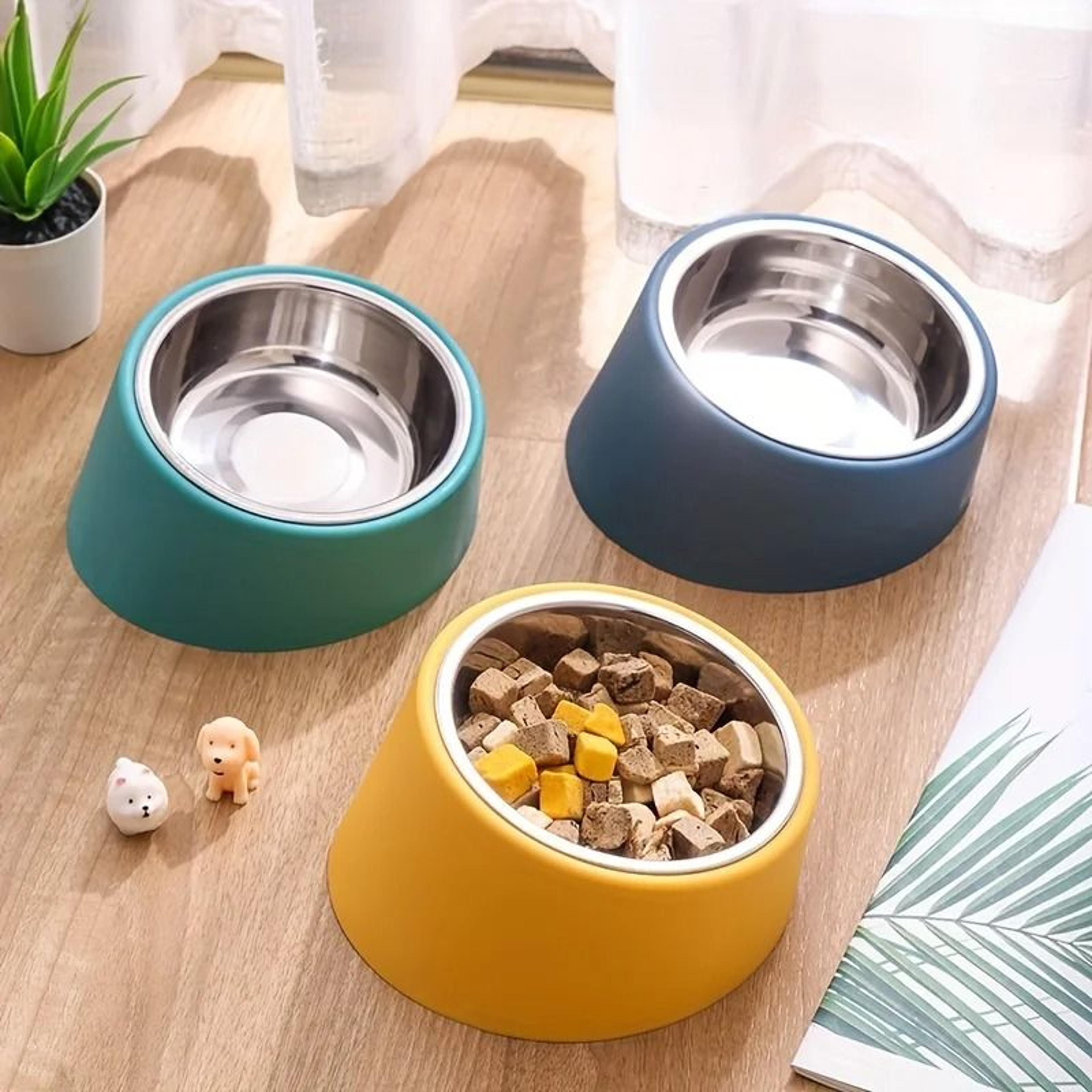 Elevated Tilted Pet Bowl Stainless Steel Feeding Bowl With Stand 7