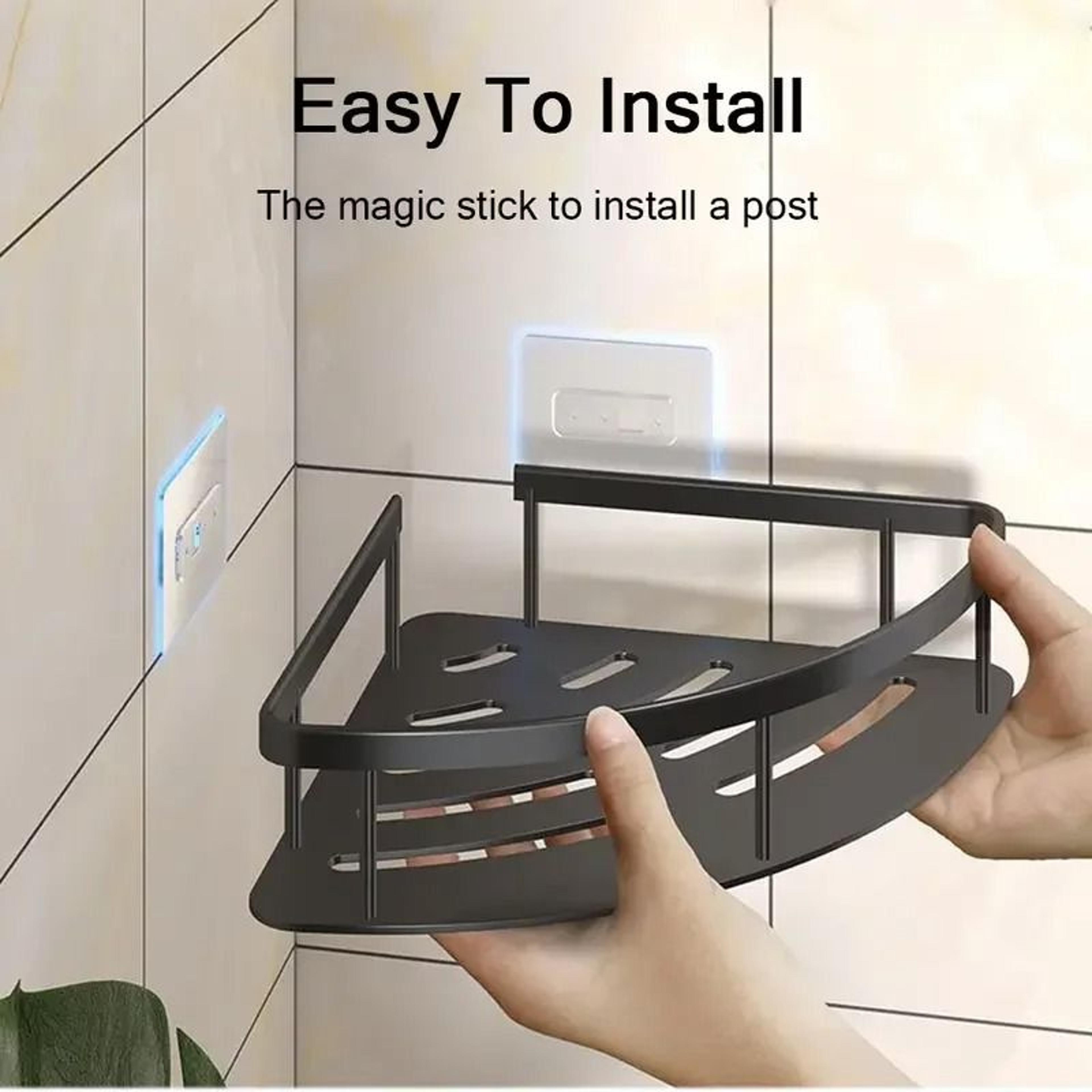 No Drill Aluminum Bathroom Shelf Corner Shower Storage Organizer 13