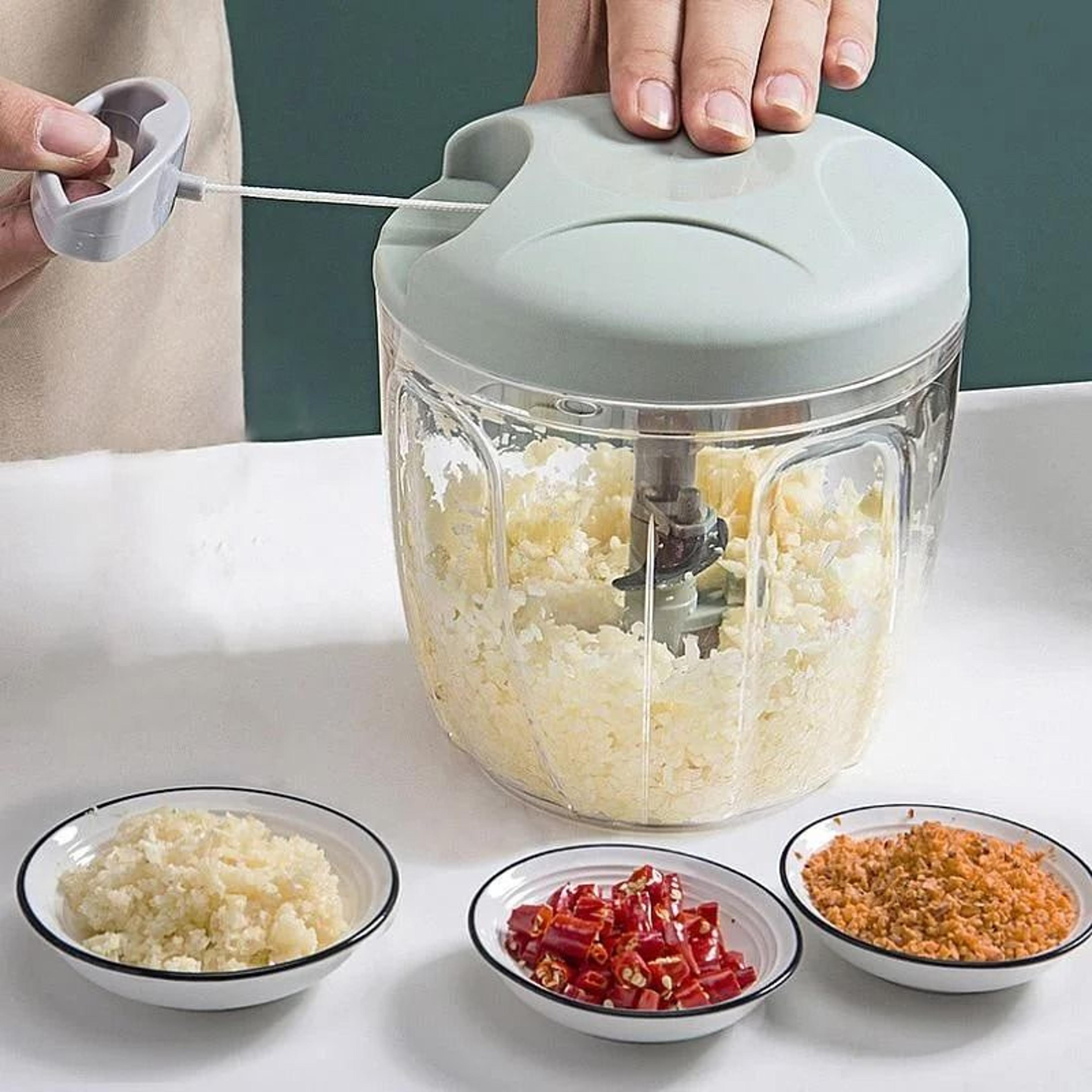 Manual Meat Mincer And Garlic Chopper Hand Crank Vegetable Cutter 500ml Or 900ml 0