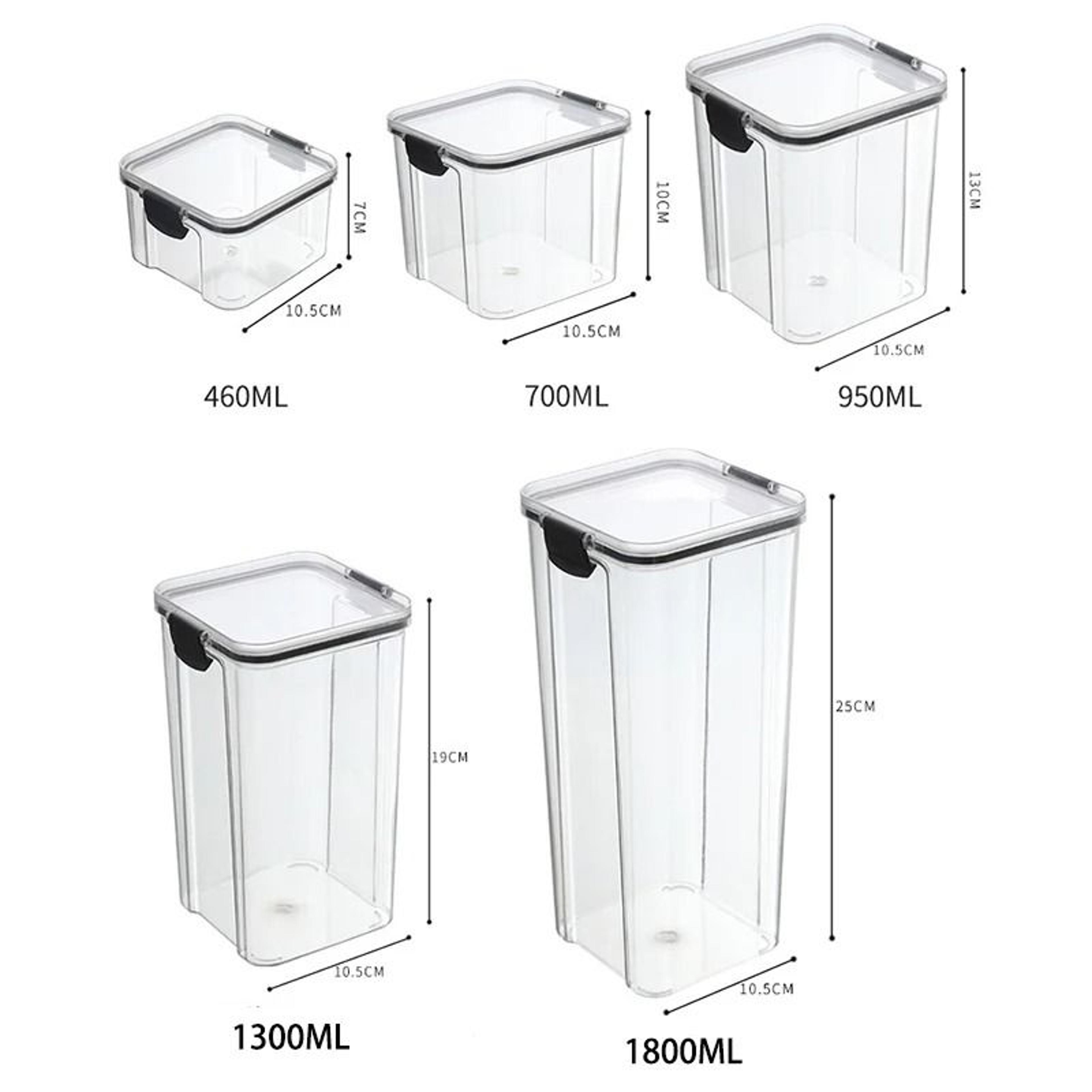 Sealed Kitchen Grain Storage Jars Moisture Proof Plastic Food Organizer Set 2