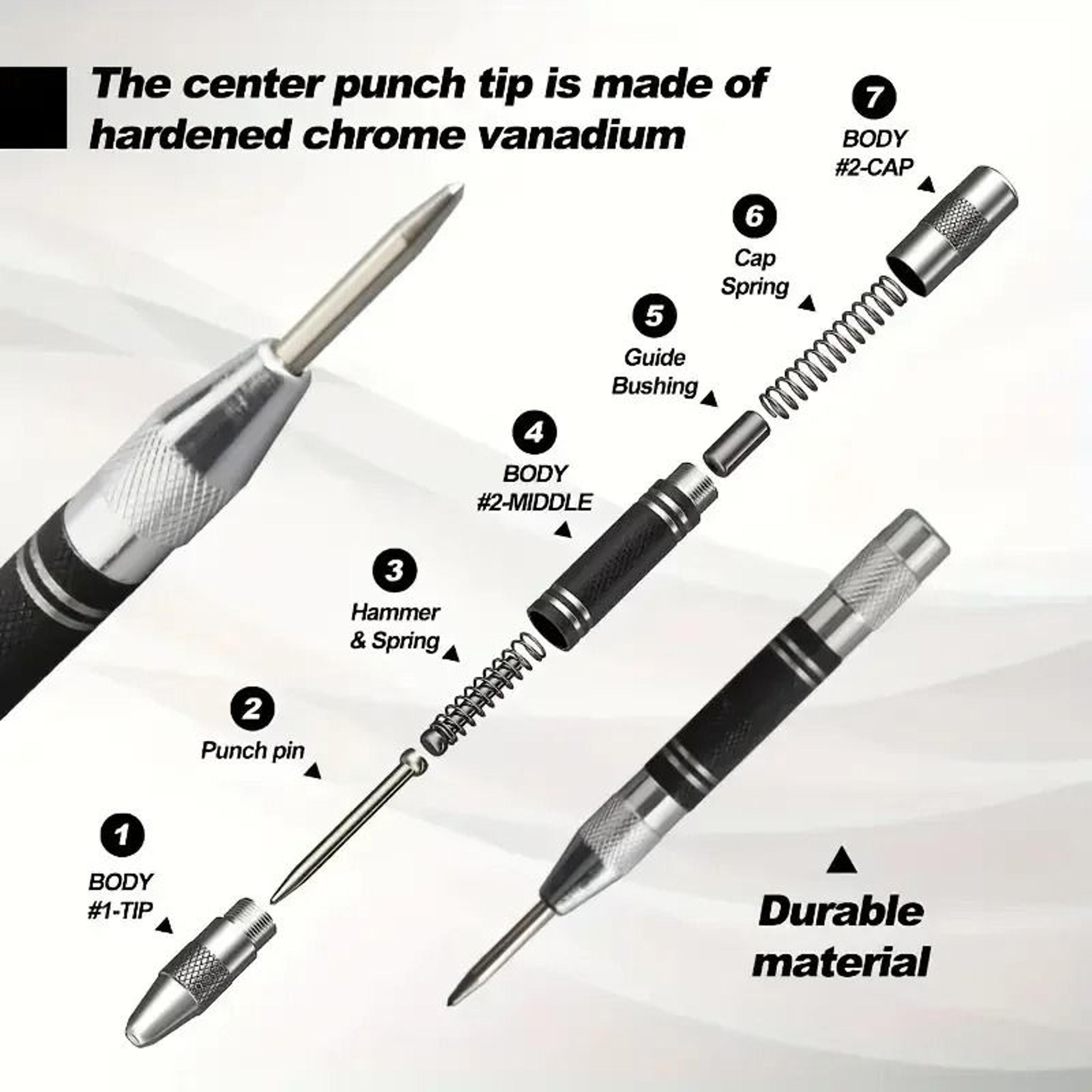 Automatic Center Punch Spring Loaded Hole Marker Tool 6