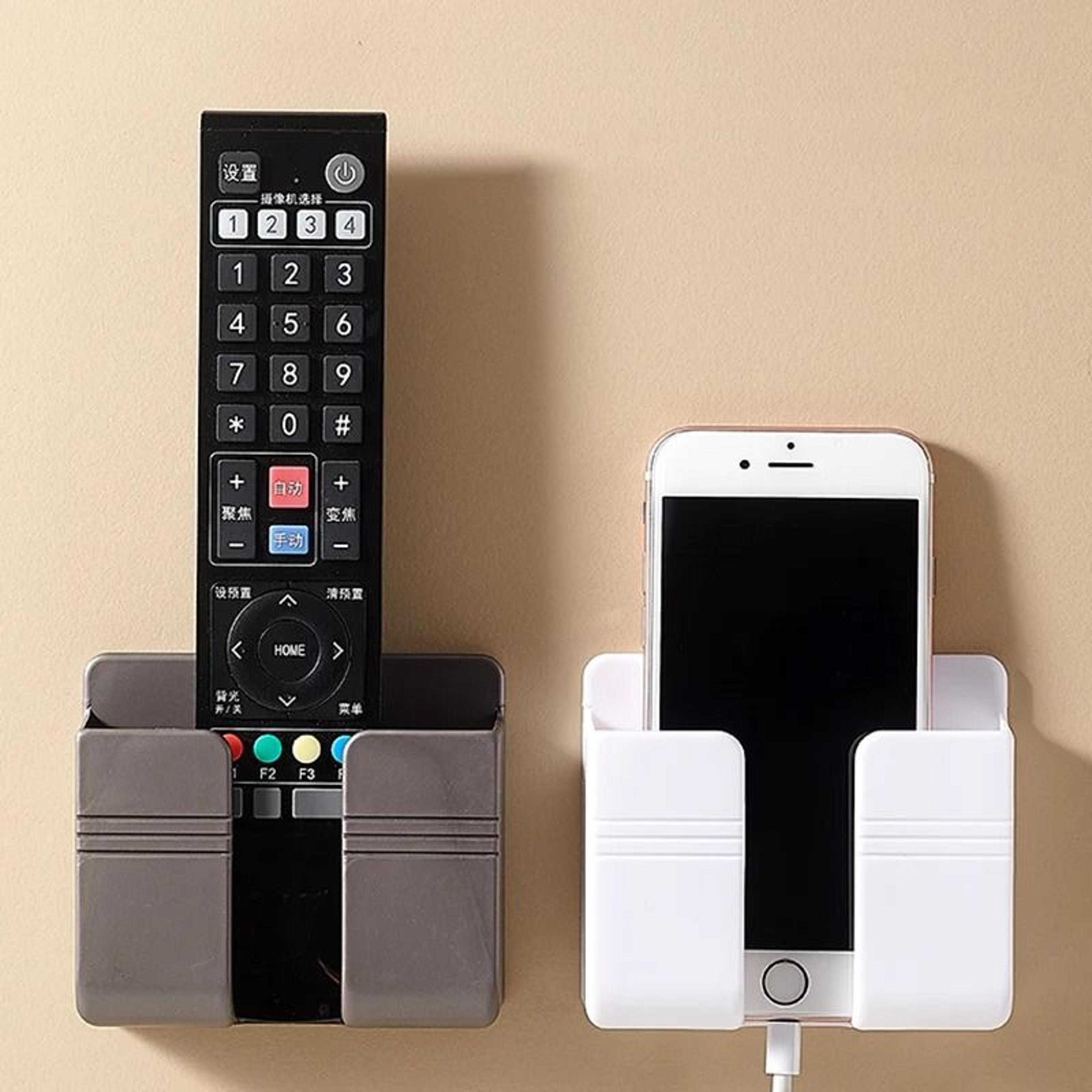 Wall Mounted Storage Box Organizer Punch Free Remote Control And Phone Charging Holder 0