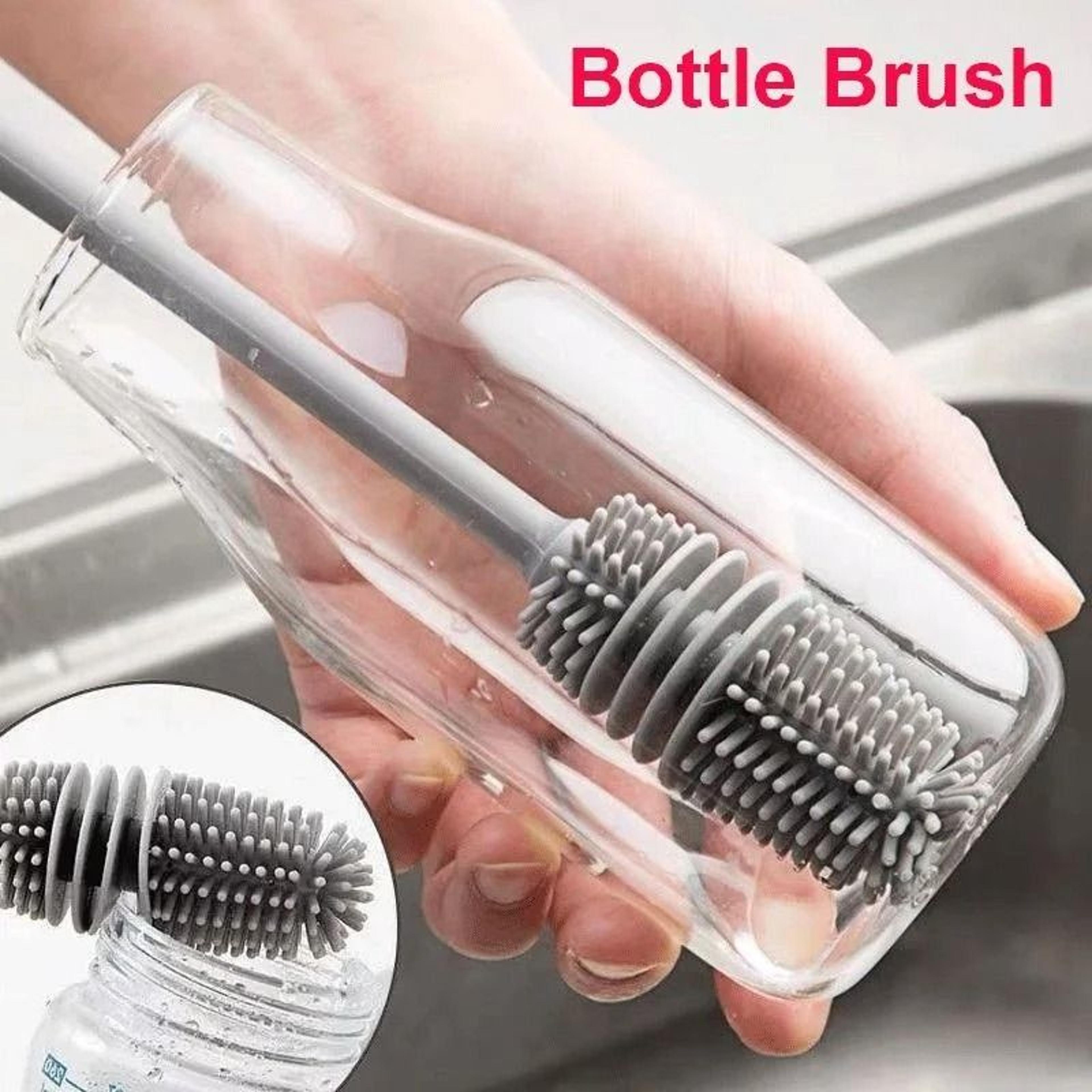 Silicone Bottle Brush Long Handle Milk Bottle And Glass Cleaning Tool 1