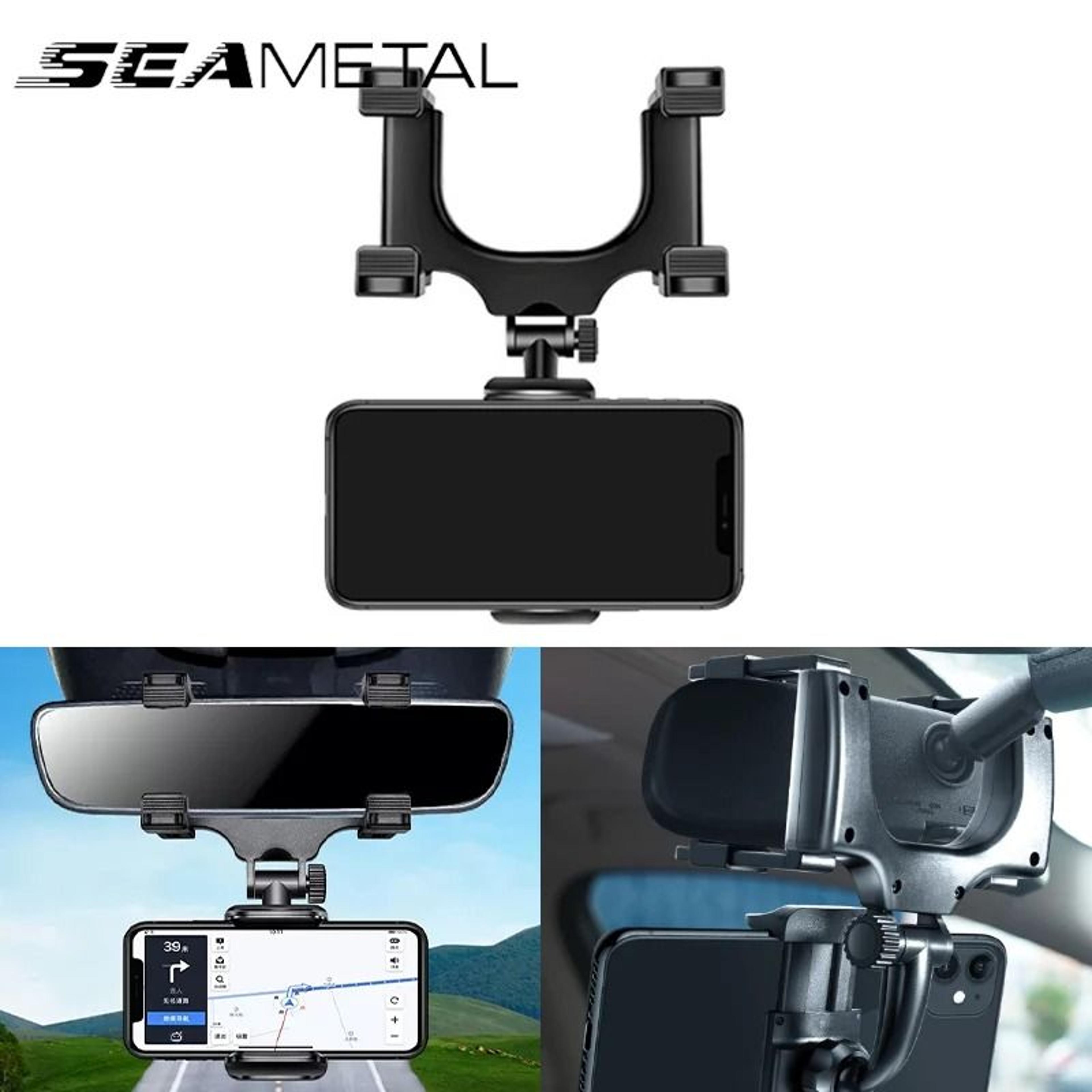 SEAMETAL Rearview Mirror Phone Holder Adjustable Car Phone Mount For Hands Free Driving 2