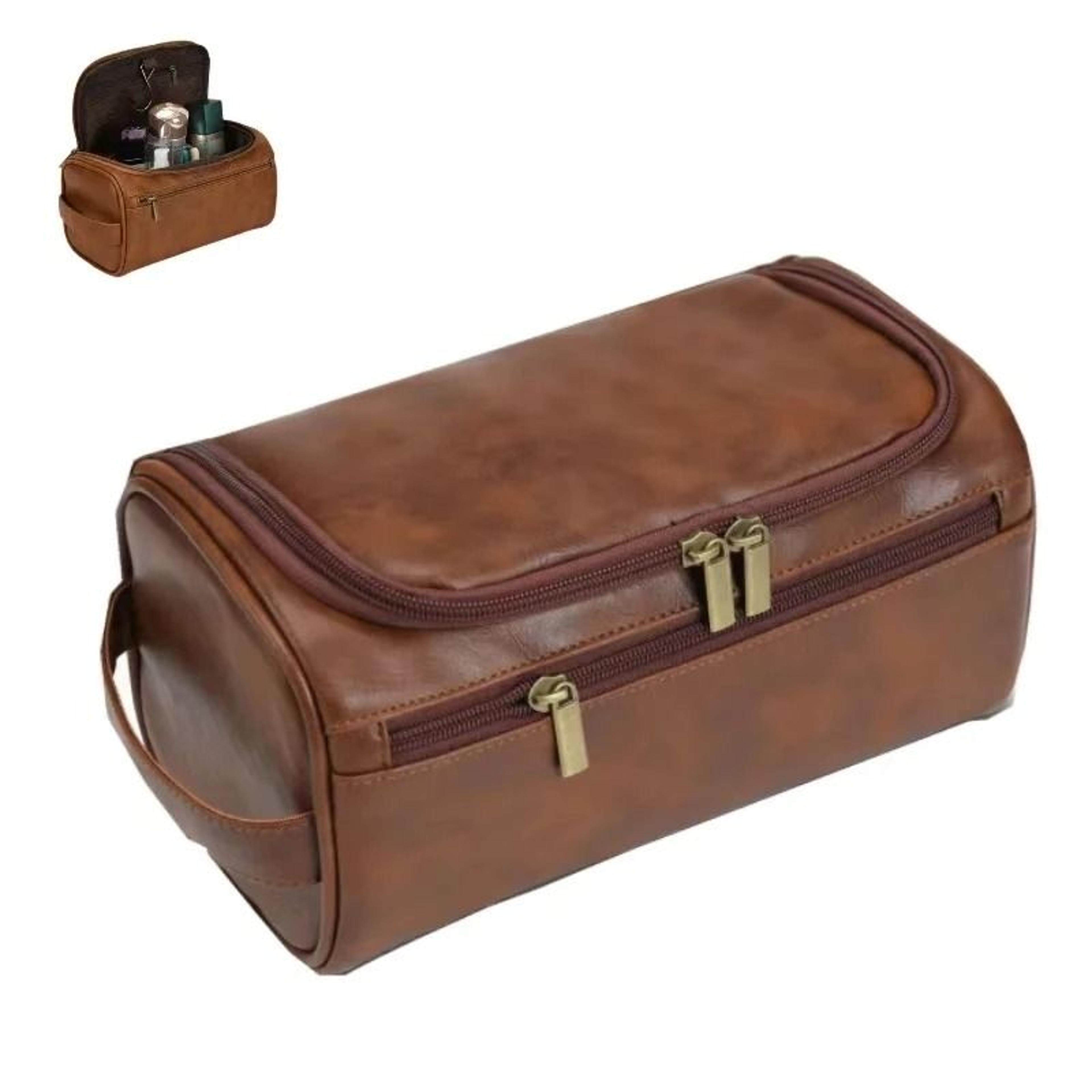 Leather Hanging Toiletry Bag Travel Dopp Kit For Men And Women 7