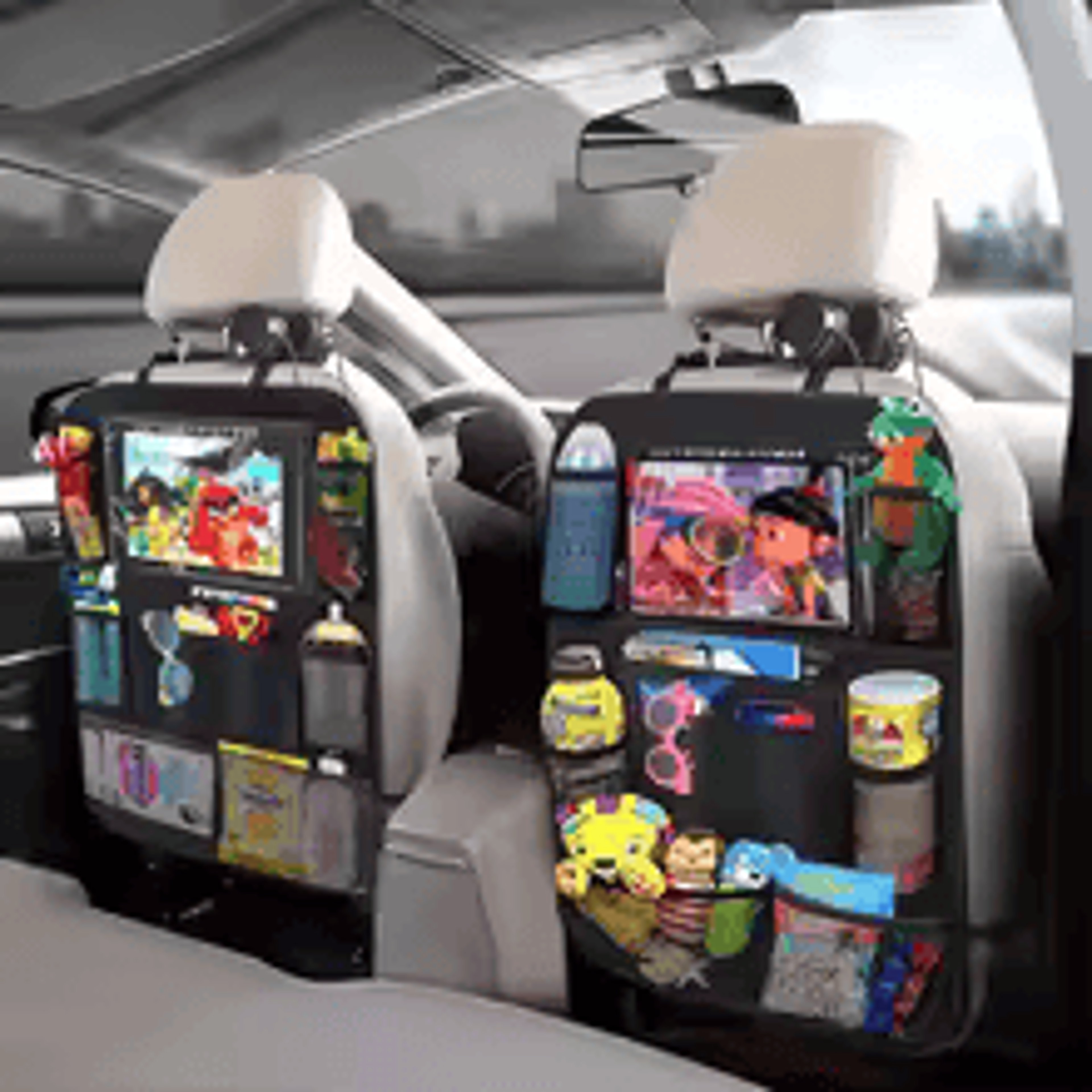 Car Backseat Organizer With Touch Screen Tablet Holder And Storage Pockets 7