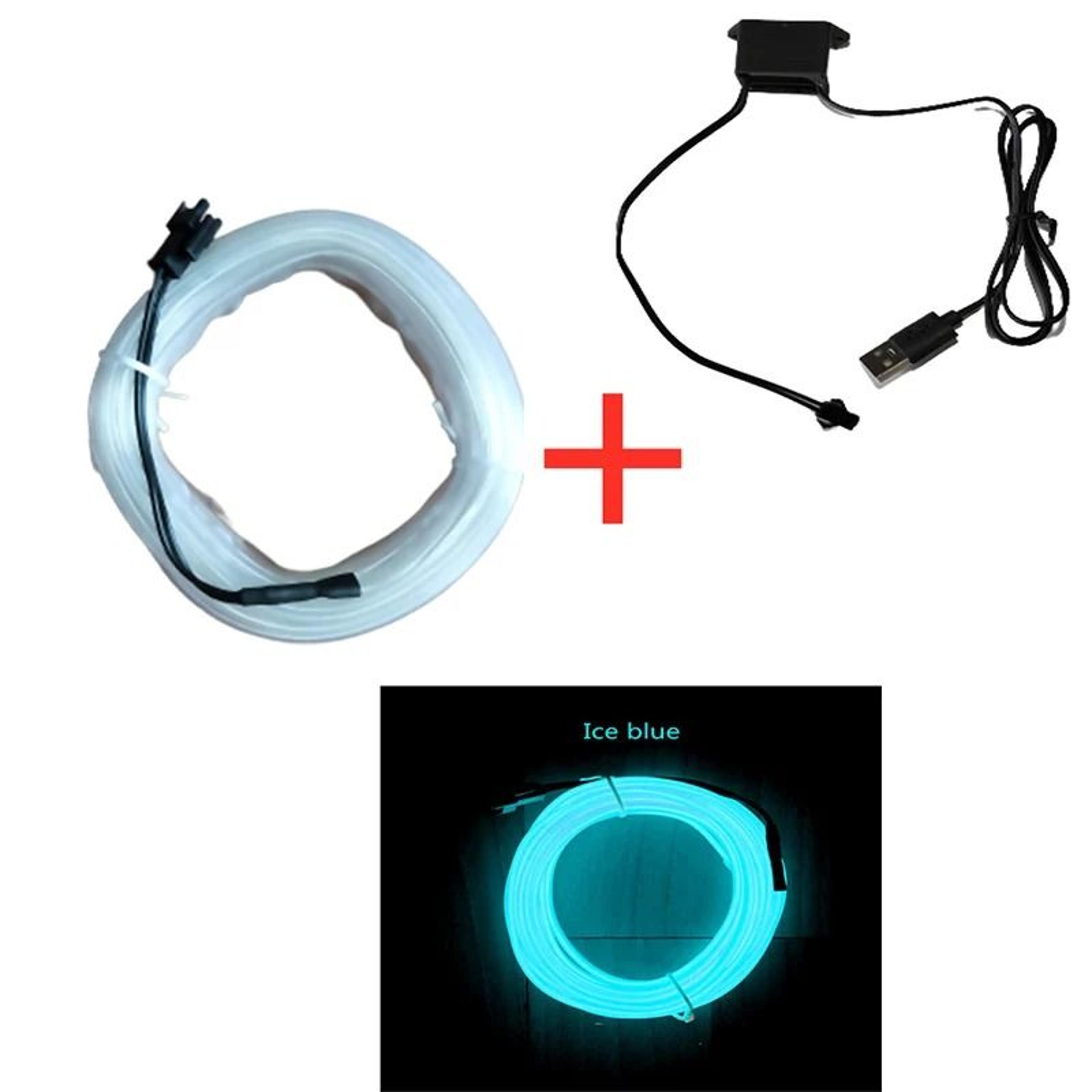 Car Interior LED Light EL Wire Neon Strip USB Ambient Decorative Lighting 3