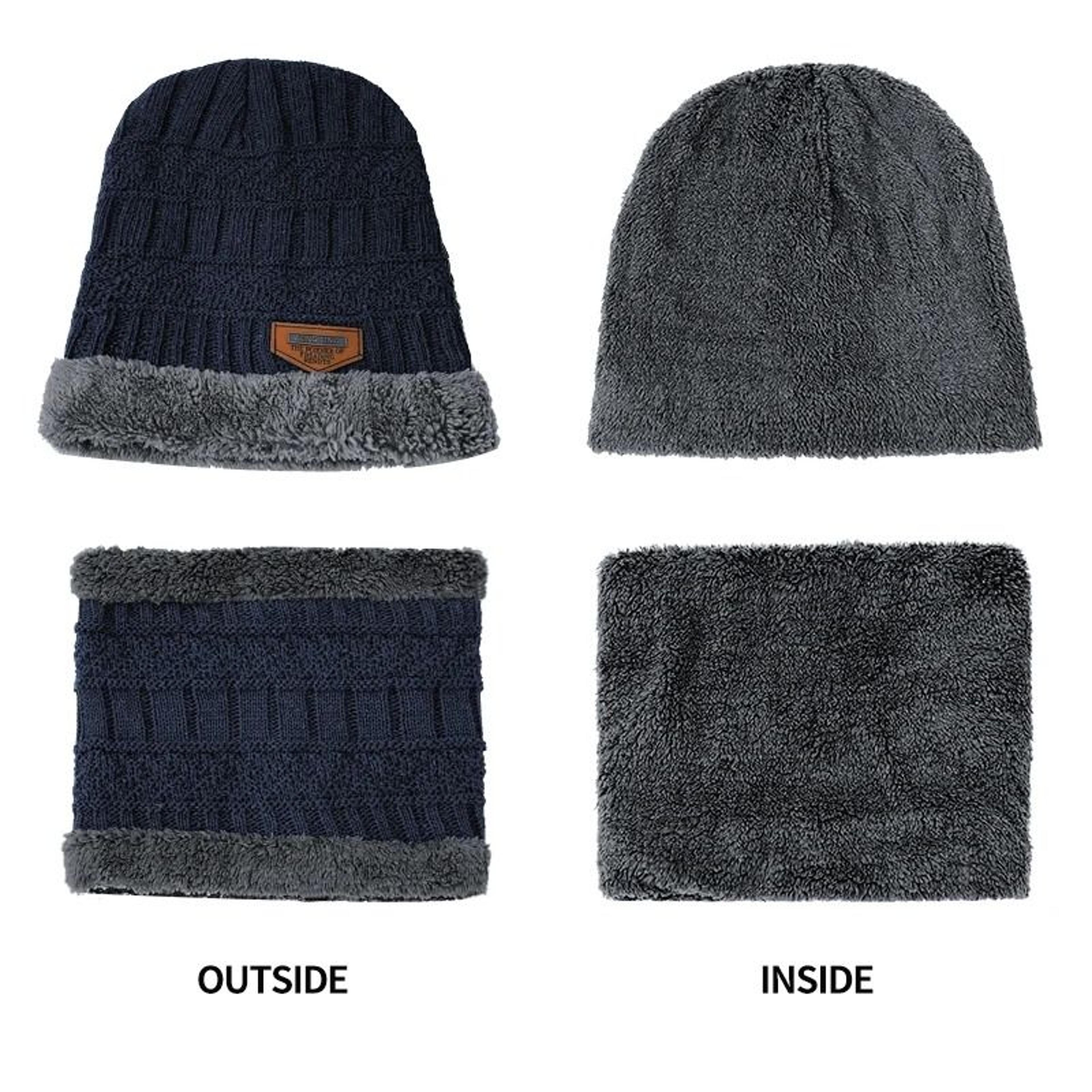 Winter Beanie Hat Knitted Balaclava With Neck Scarf For Men And Women 6