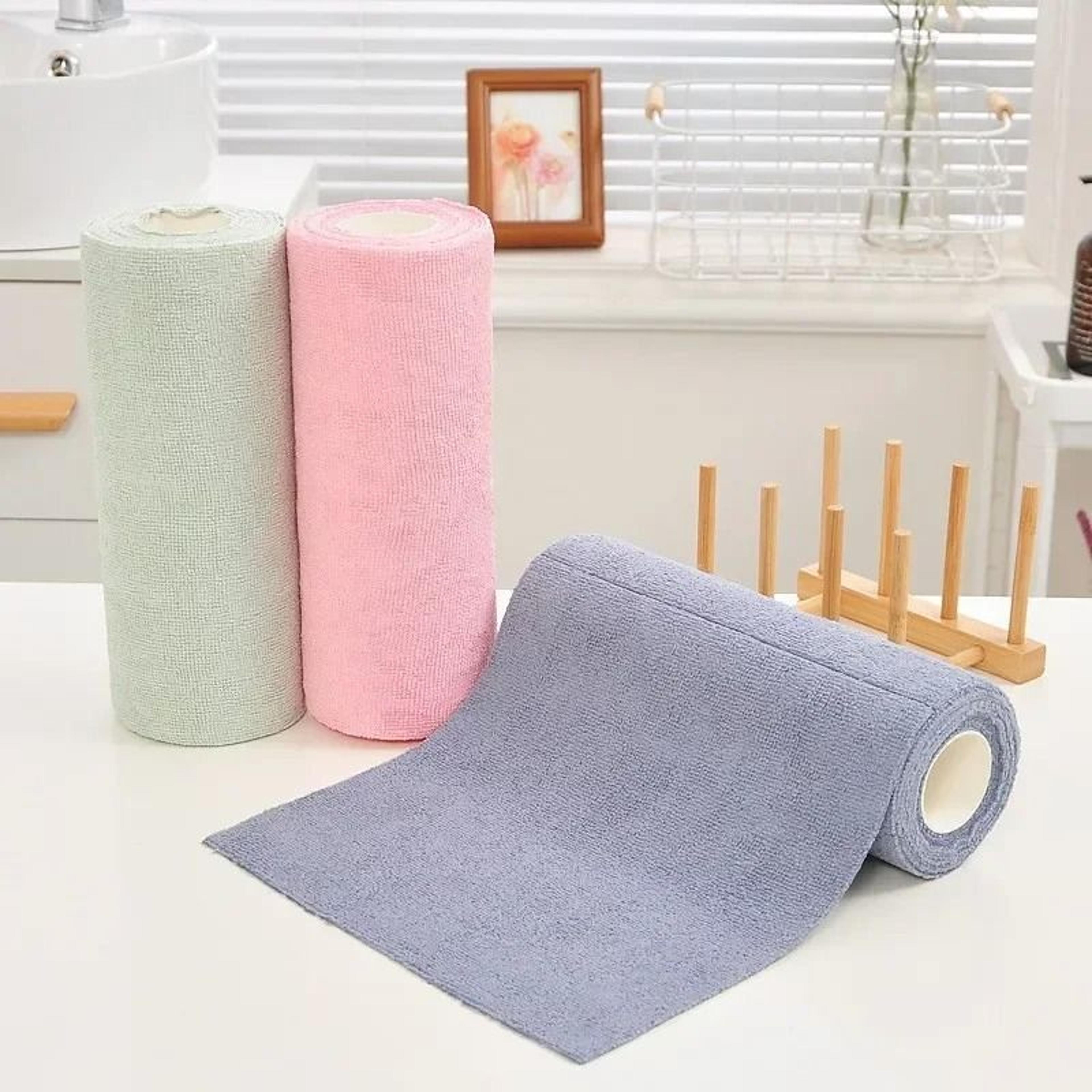 Reusable Microfiber Cleaning Wipe Roll Kitchen Cloth Paper Towel Alternative 14