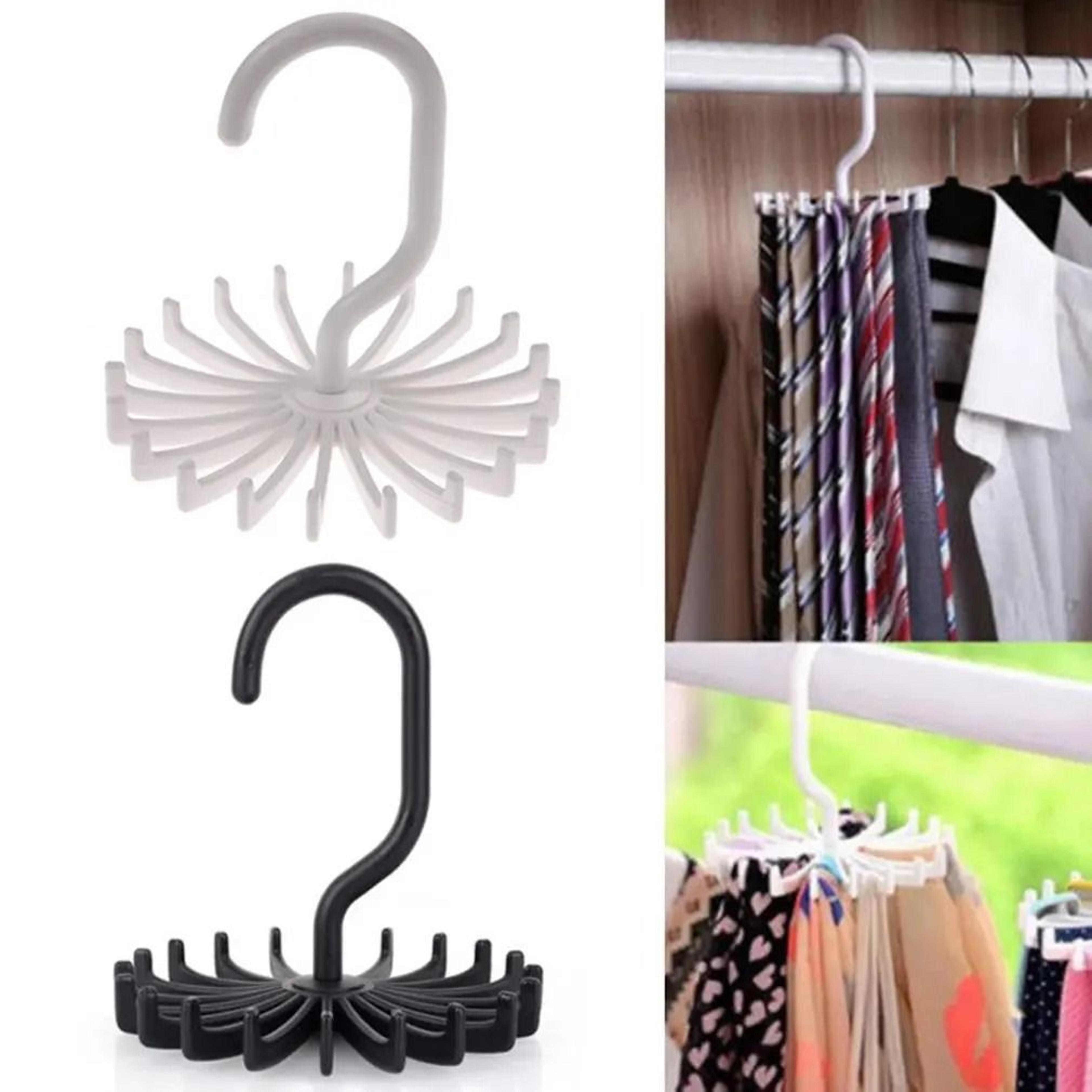 360 Degree Rotating Scarf Organizer Hanger With 20 Hooks For Ties And Belts 0
