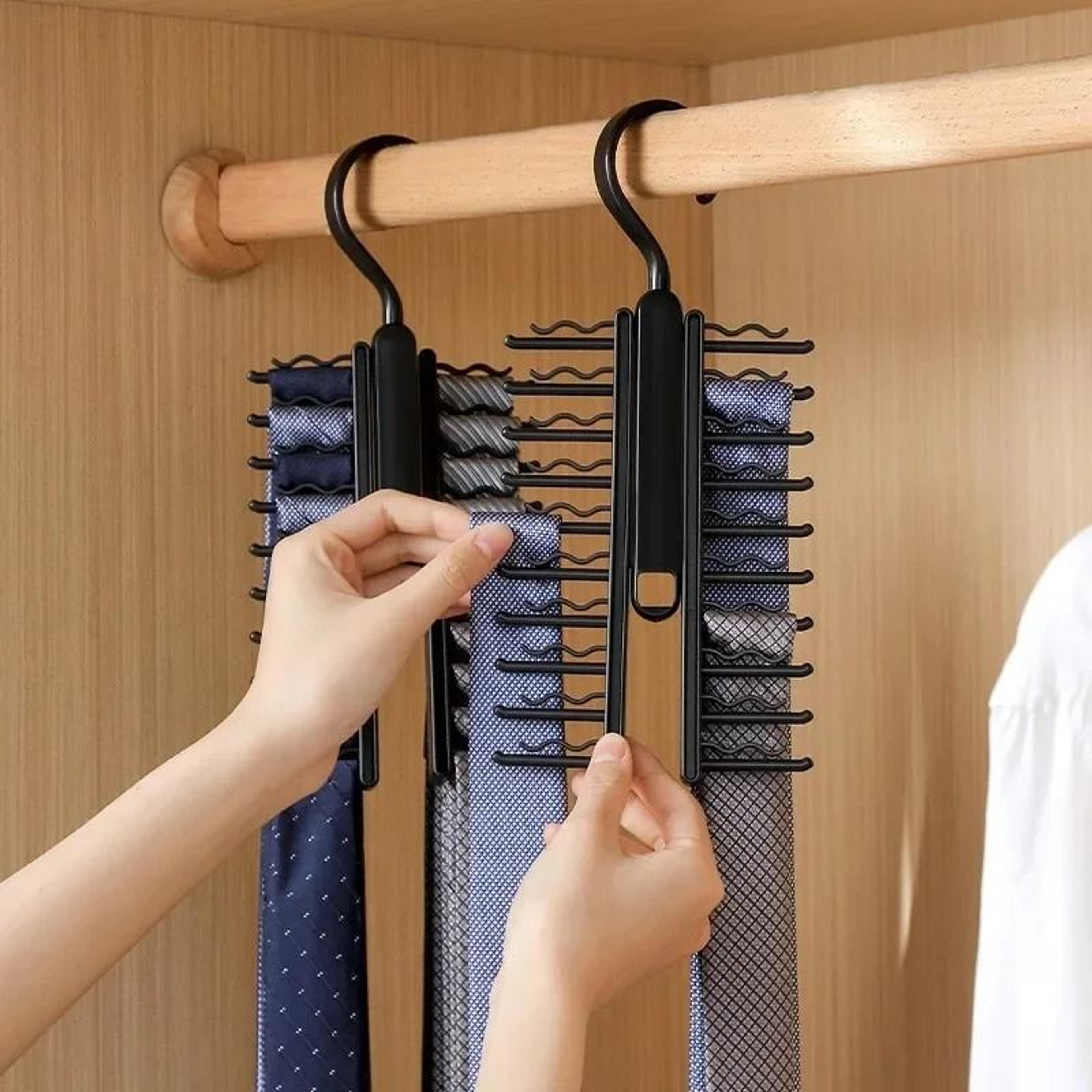 Rotatable Tie Hanger Organizer With 20 Hooks Large Capacity Closet Rack 1