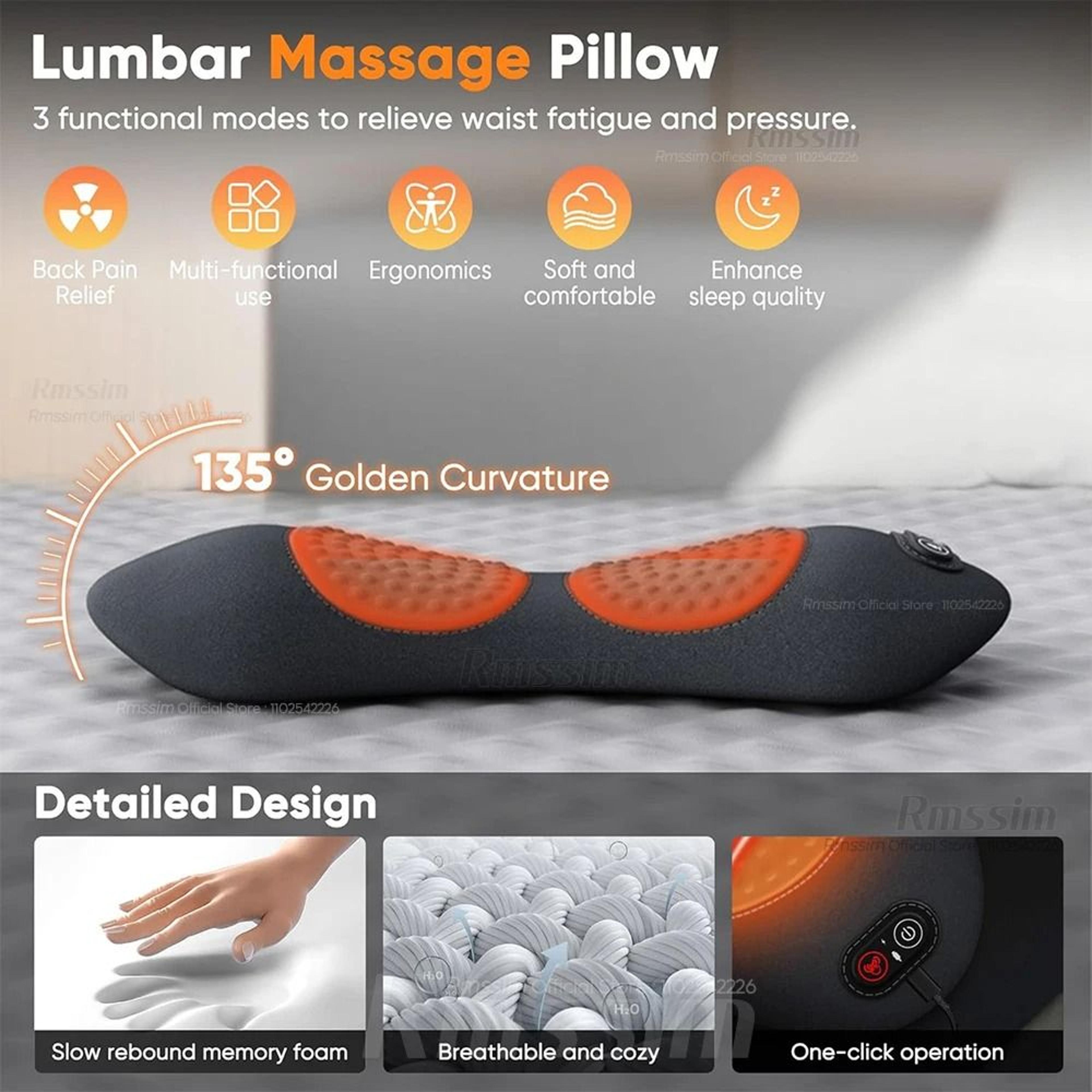 3 In 1 Electric Lumbar Support Pillow With Heating And Vibration 5