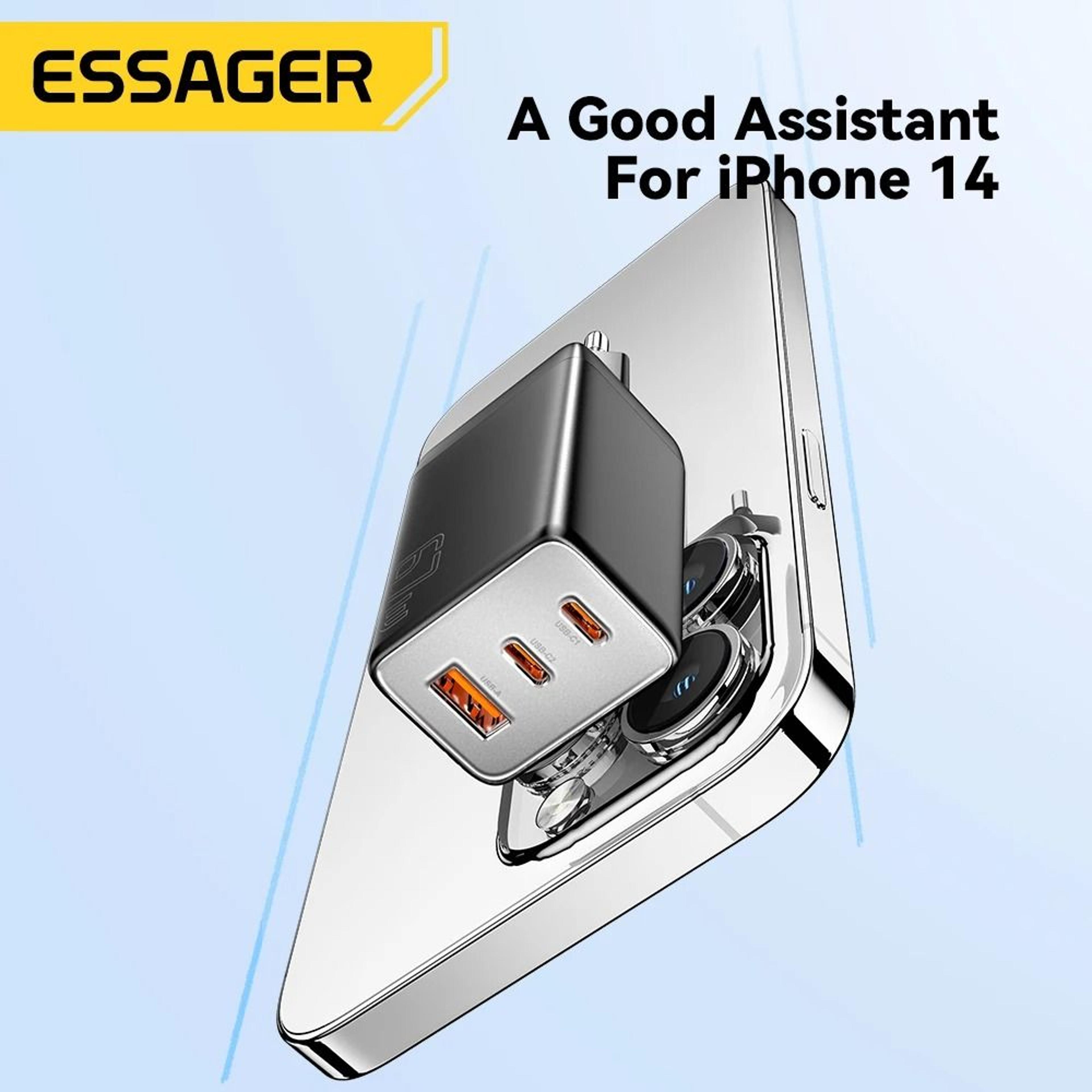 Essager 67W USB C Charger GaN Fast Charging PD 30 Multi Device Charger For Phones And Laptops 5