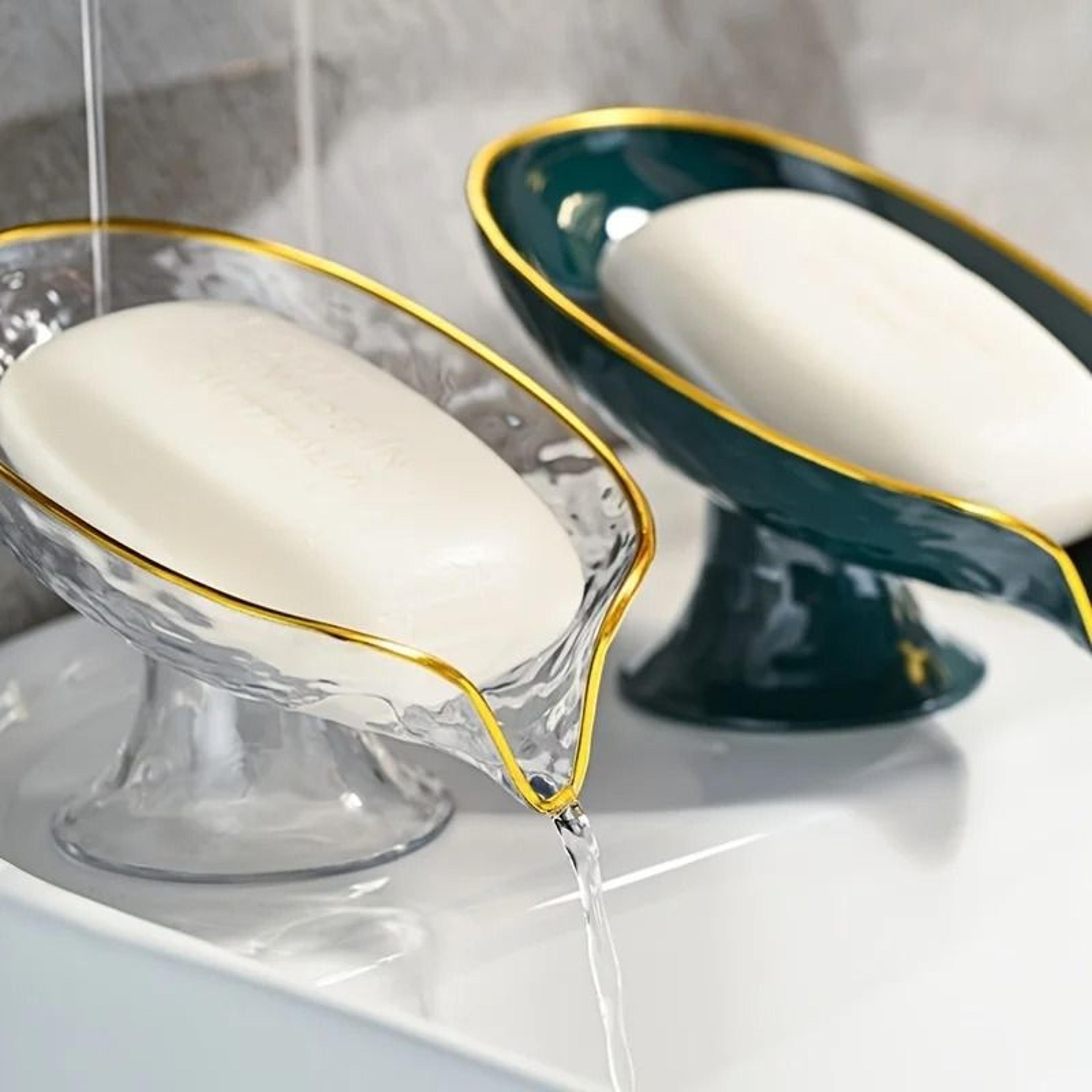 Oval Soap Dish With Drainage Holes Plastic Bathroom Soap Holder Organizer 0
