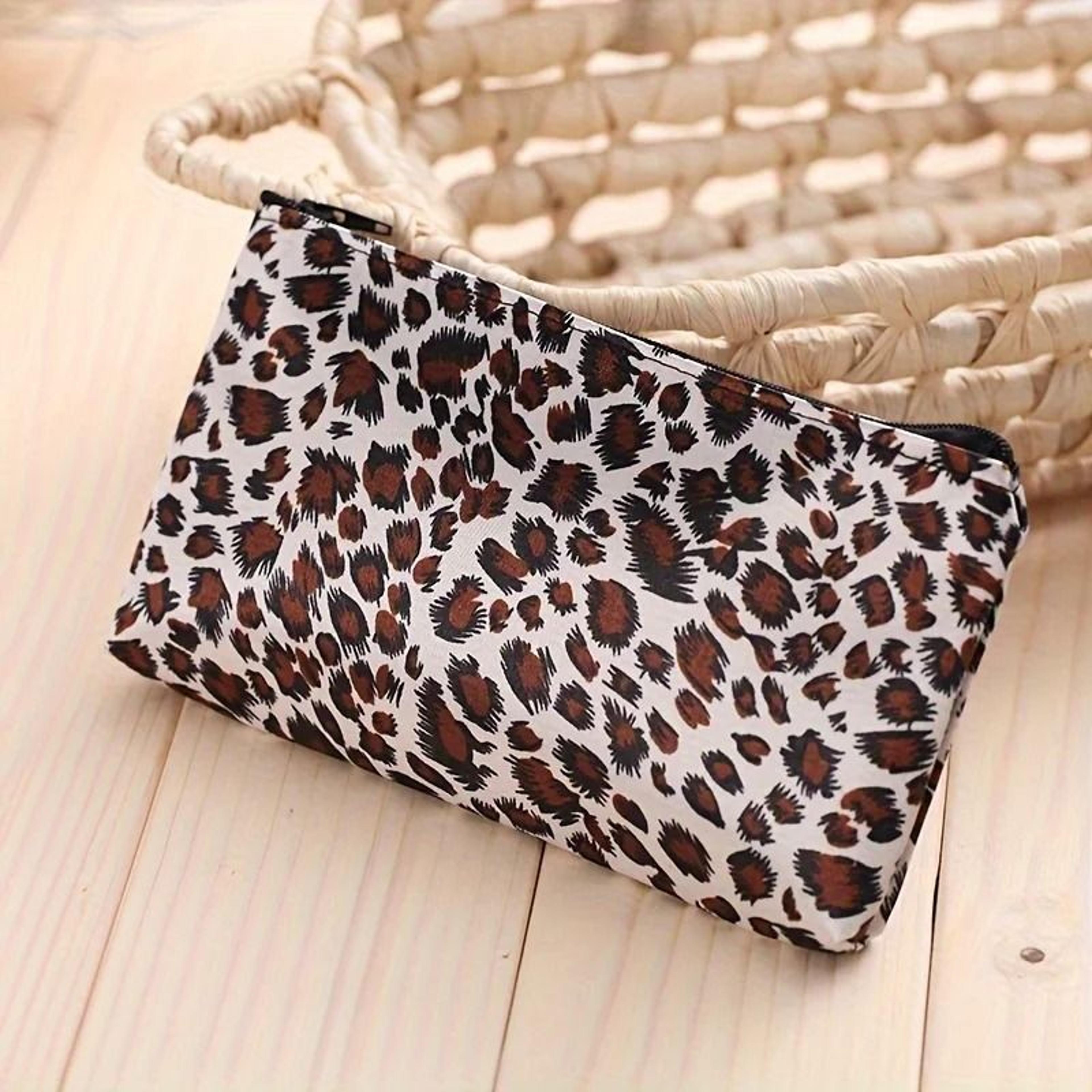 Leopard Print Makeup Bag Travel Cosmetic Organizer With Zipper 4