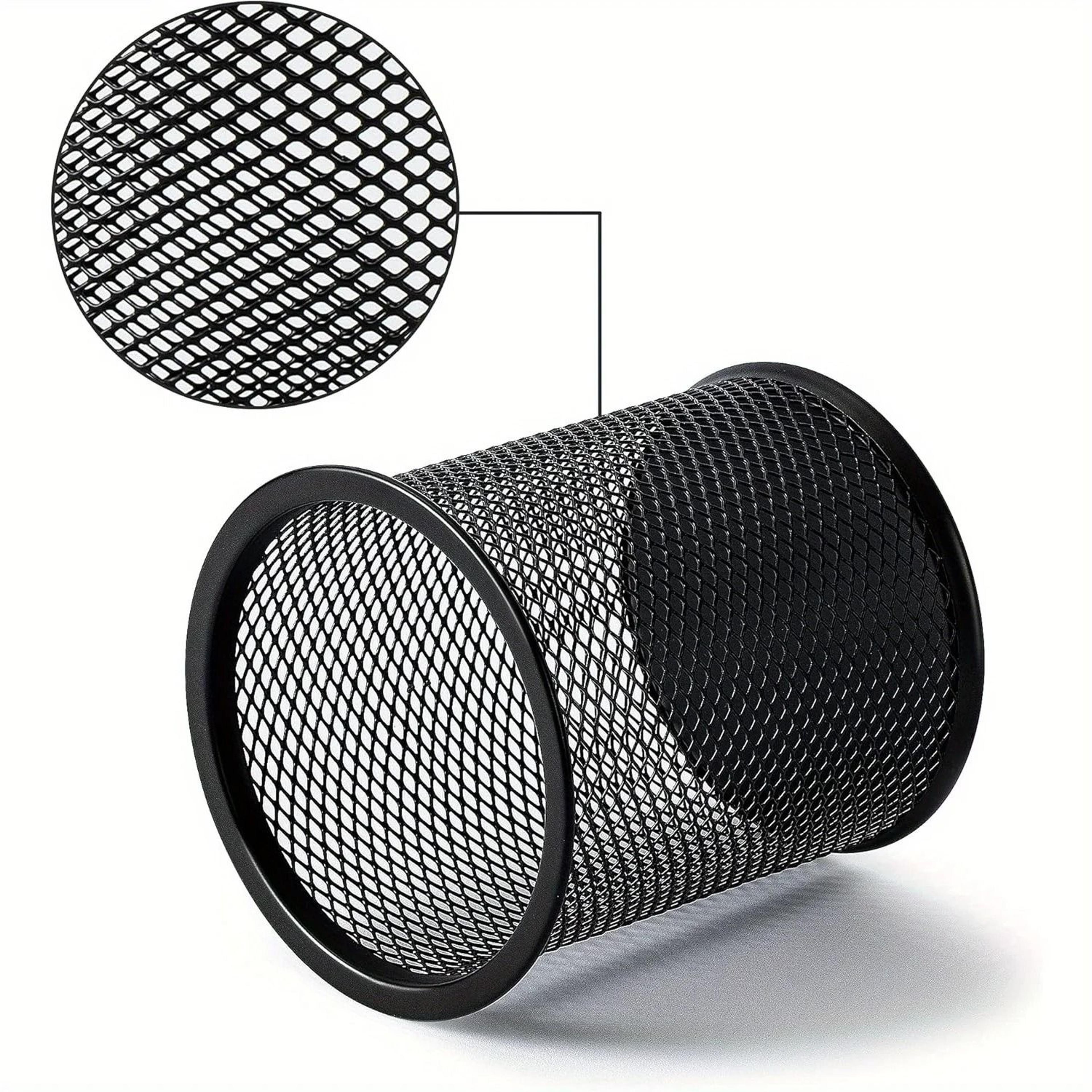 Black Mesh Desktop Pen Holder Set Wire Pencil Storage Cups 5