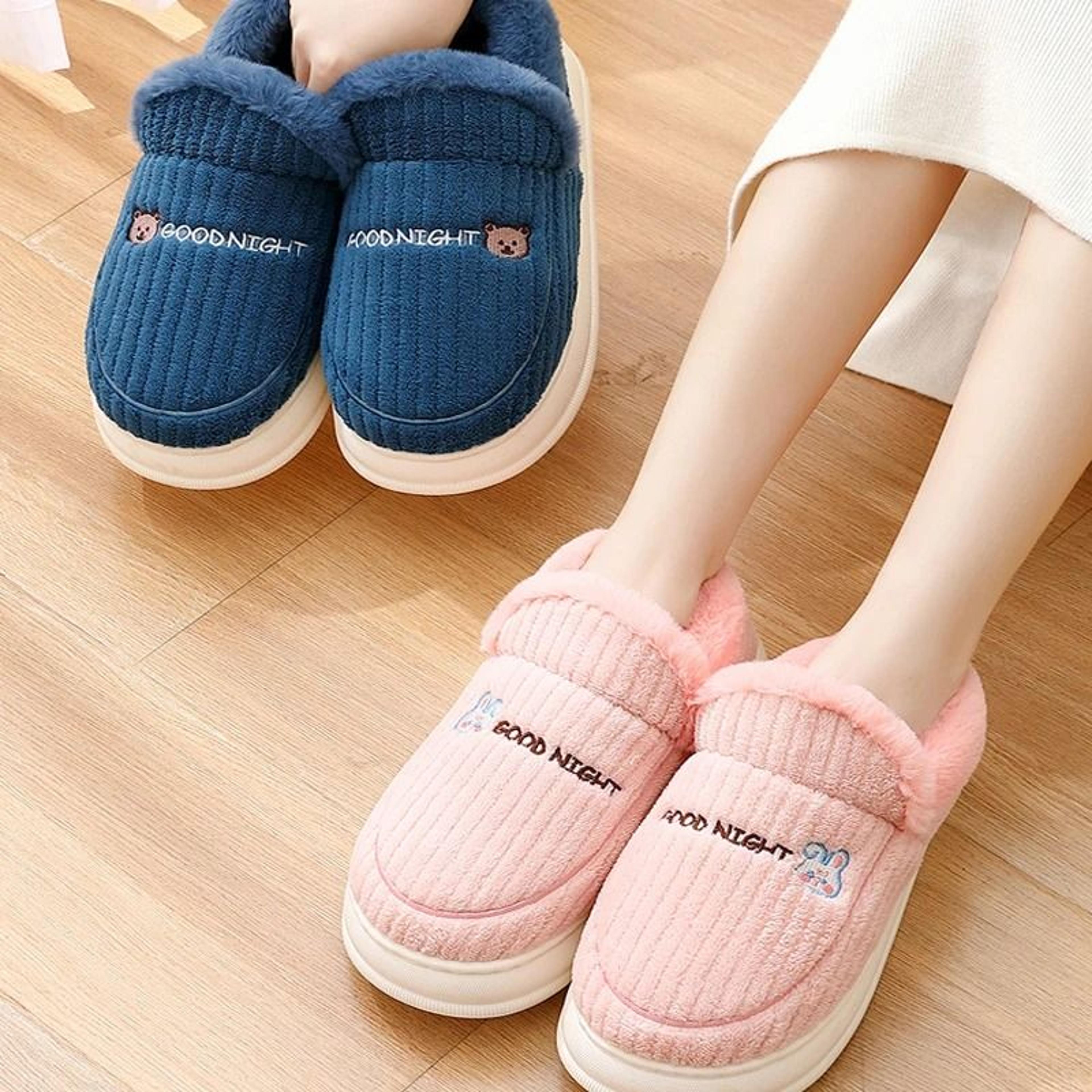 Winter Fuzzy Plush House Slippers For Women Warm Soft Sole Indoor Shoes 7