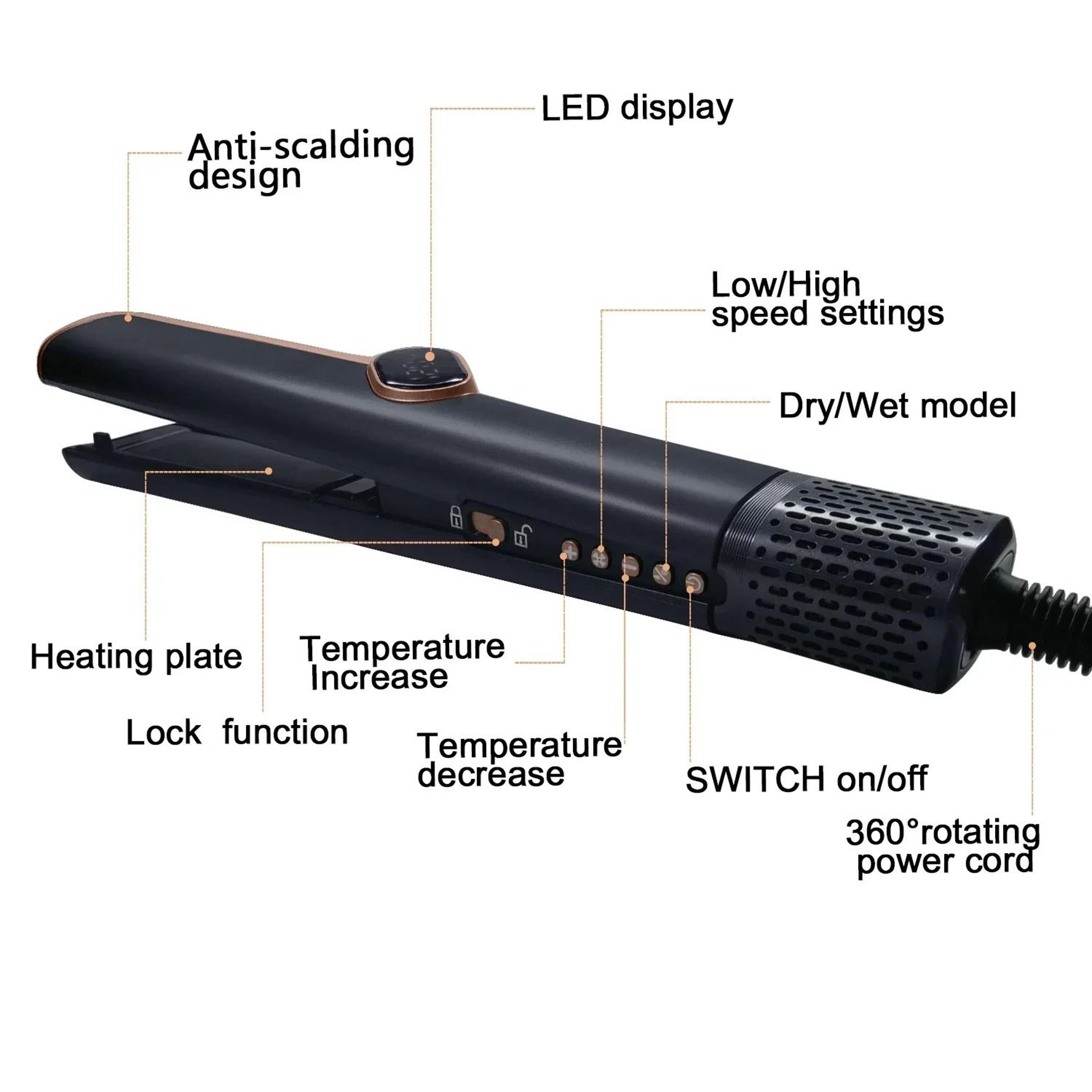 2 In 1 High Speed Hair Straightener And Curling Dryer With Anion Care 5