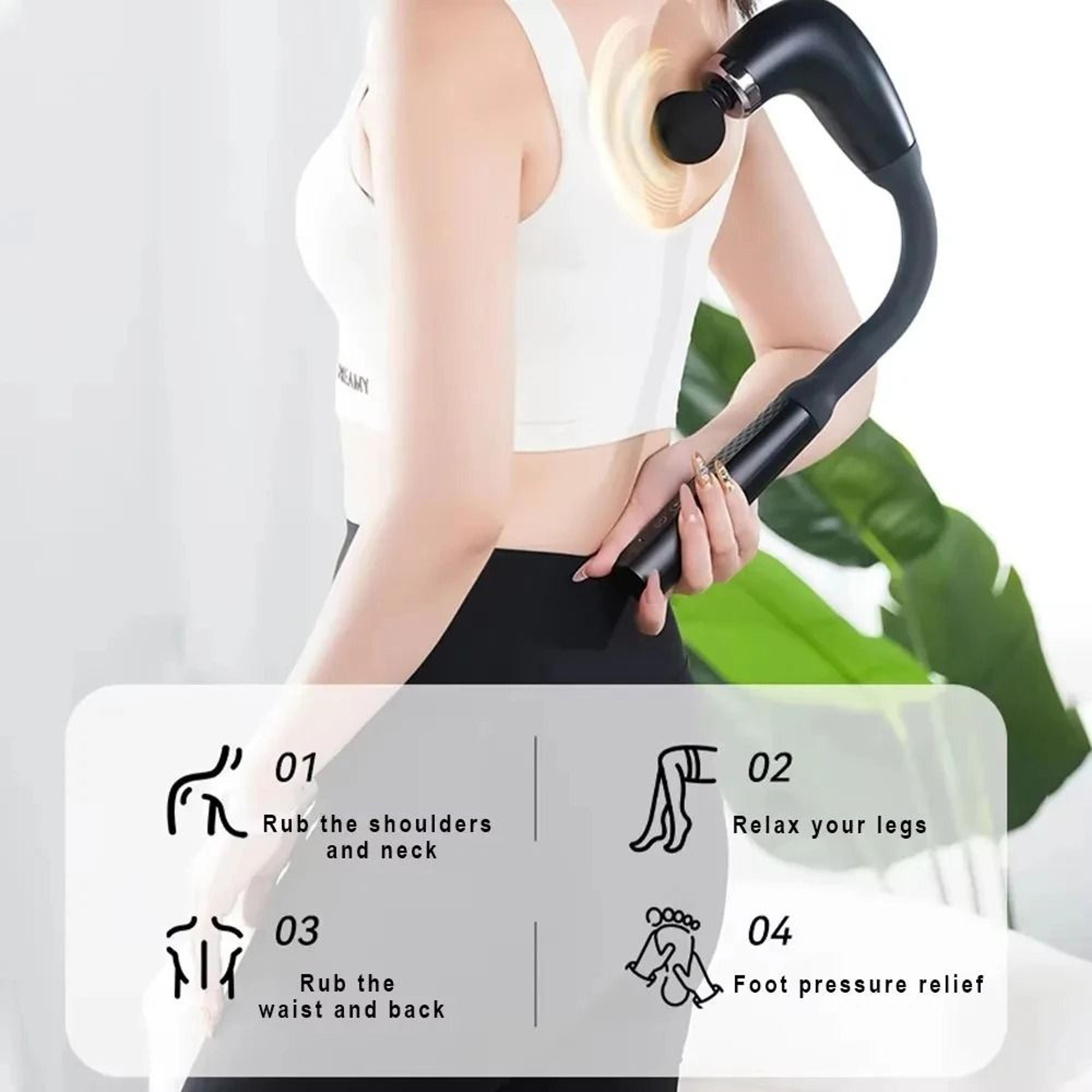 Rechargeable Fascia Gun With Long Handle Deep Tissue Massage Gun For Back And Neck 7